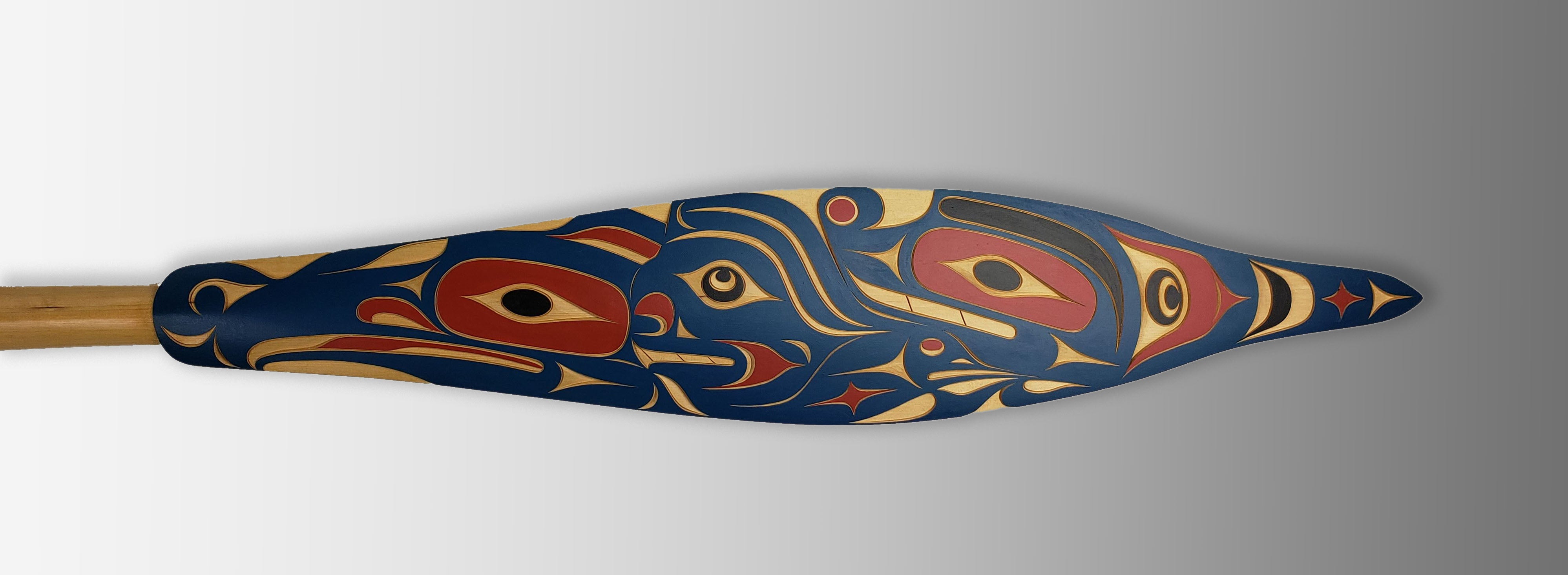 Double-sided Thunderbird and Lightning Snake Paddle by Nuu-chah-nulth carver Joshua Prescott