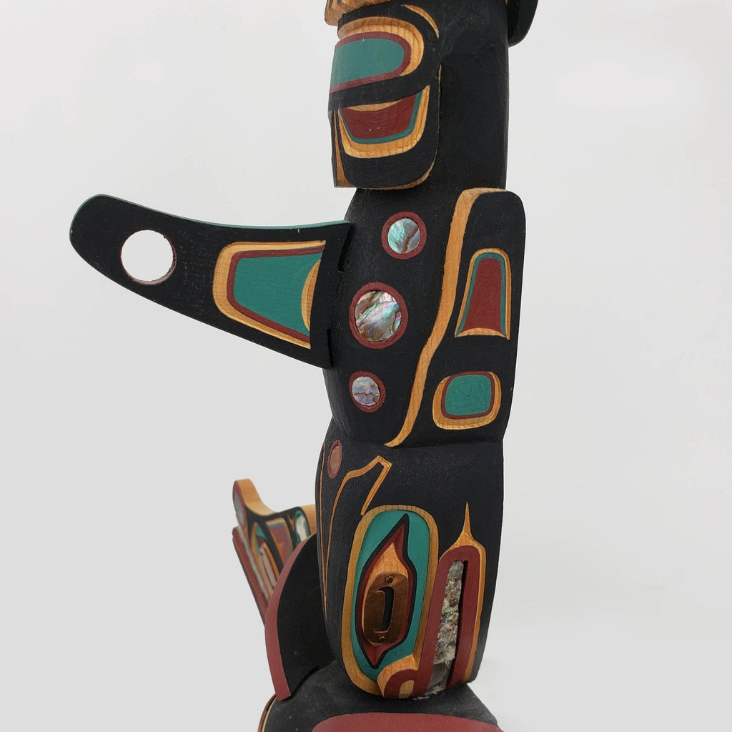 Miniature Raven, Whale and Sisiutl Totem Pole by Kwakwaka'wakw carver Kevin Cranmer