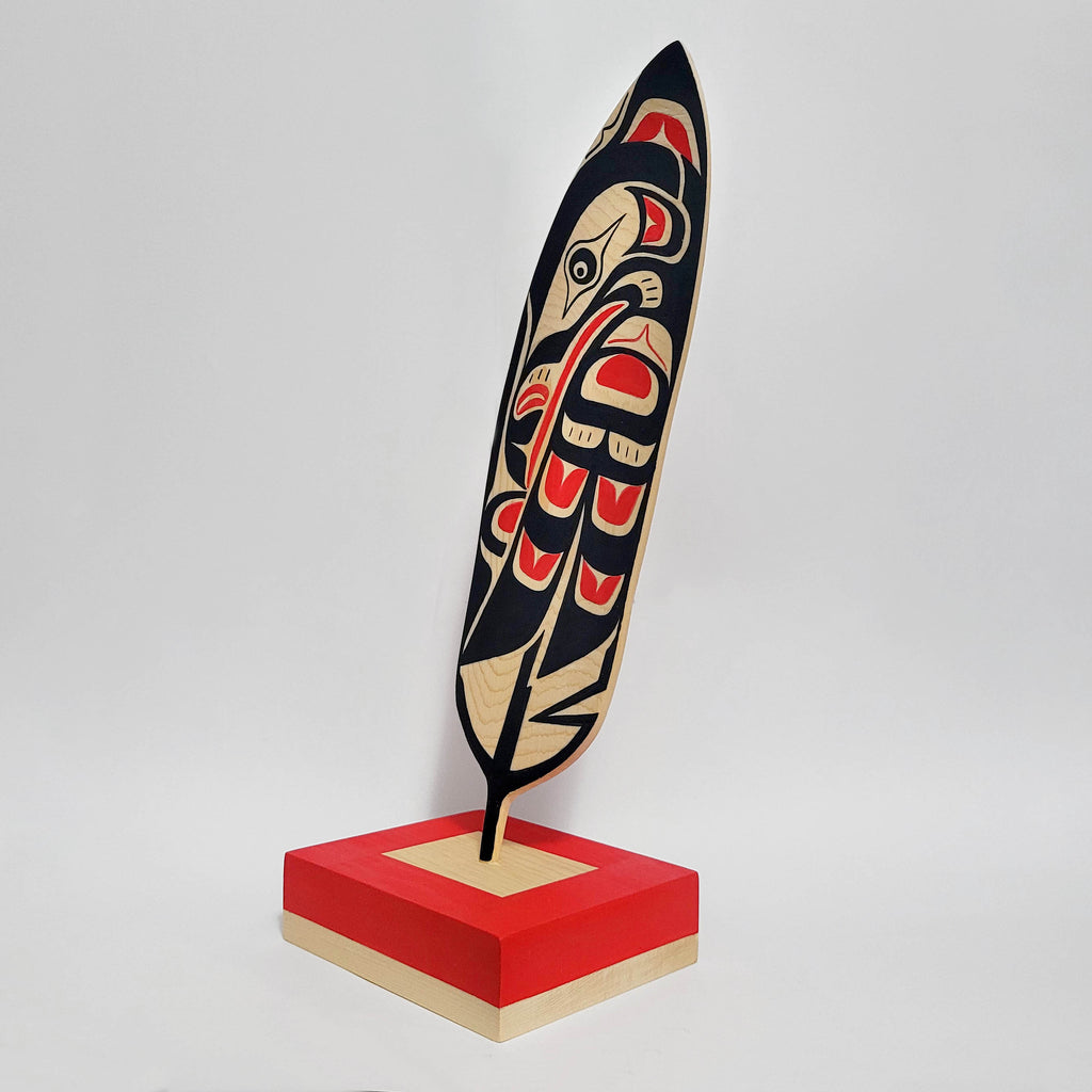 Native Cedar Raven Feather by Kwakwaka'wakw carver Sandy Johnson
