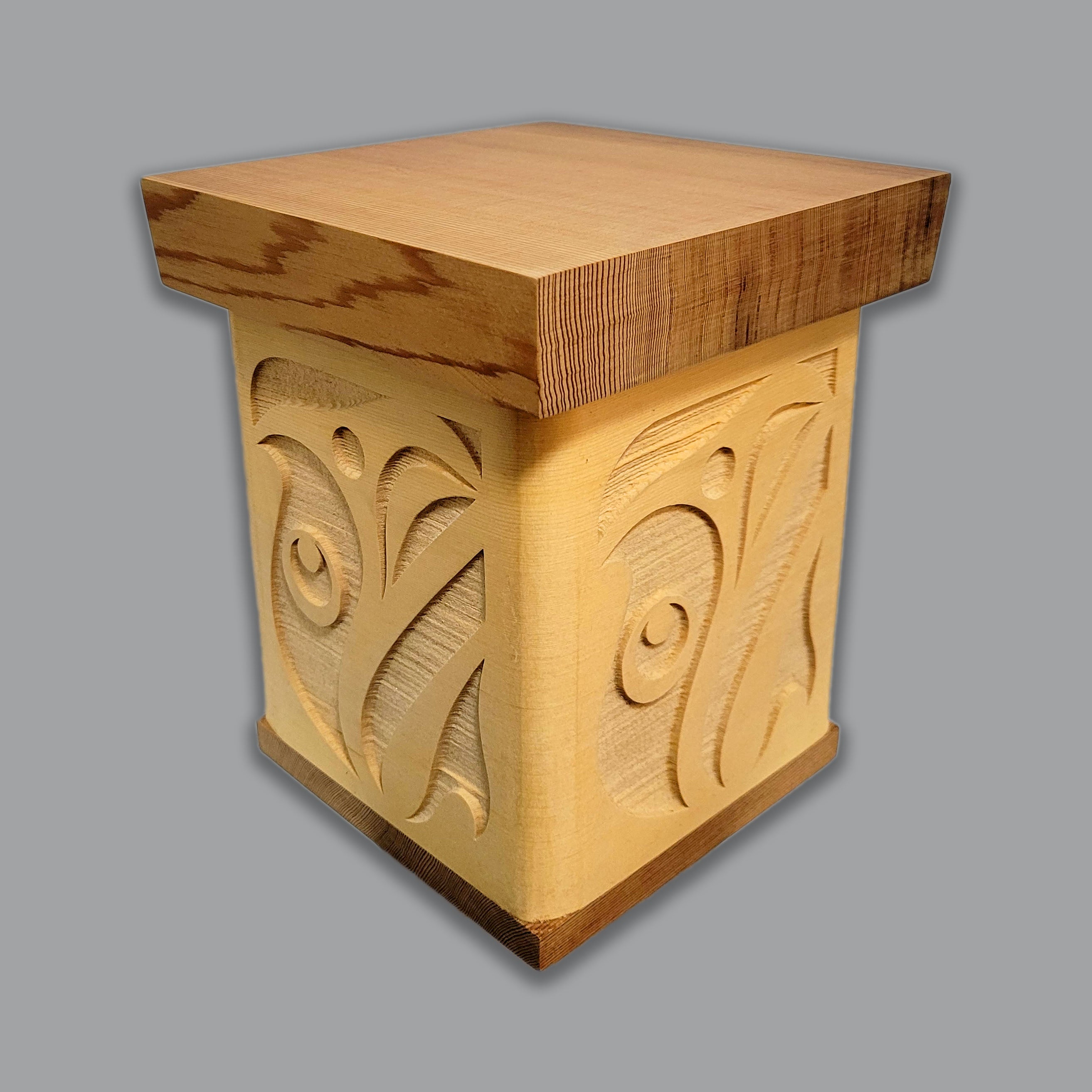 Yellow Sandblasted Bentwood Box by Kwakiutl artist Trevor Hunt