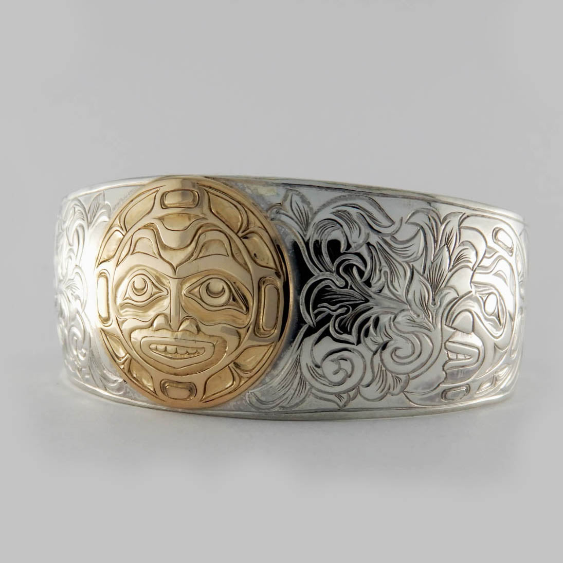 Silver and Gold Moon Bracelet by Kwakwaka'wakw artist Joe Wilson