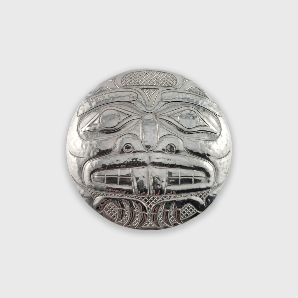 Silver Hammered and Carved Beaver Pendant by Haida artist Derek White