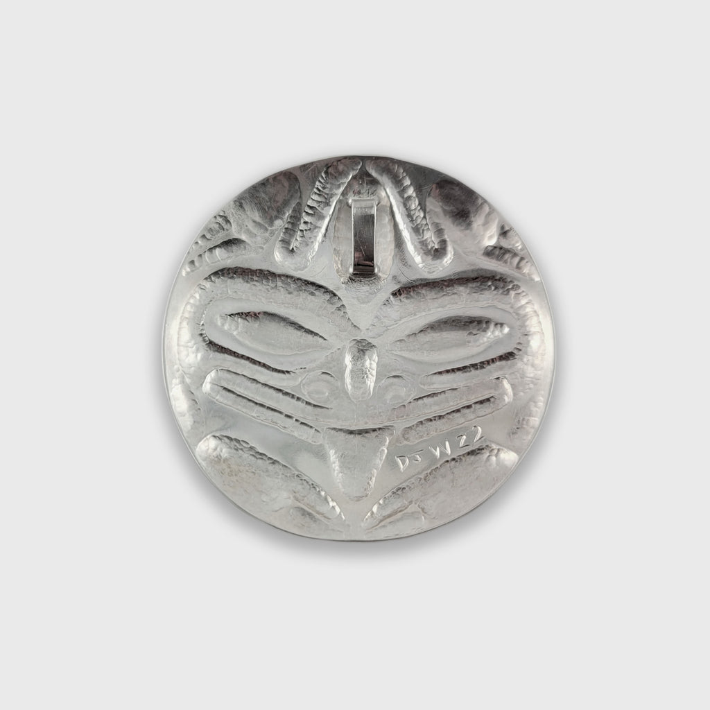 Silver Carved and Hammered Frog Pendant by Haida artist Derek White