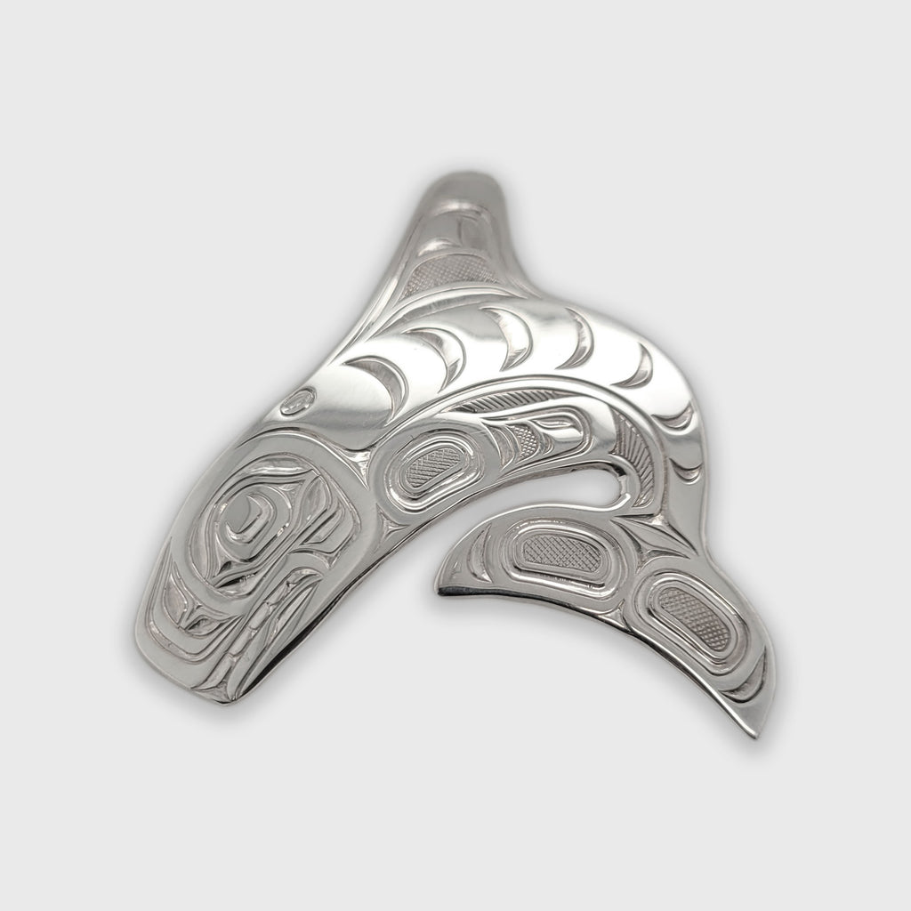 Silver Orca Pendant by Kwakwaka'wakw artist Joe Wilson