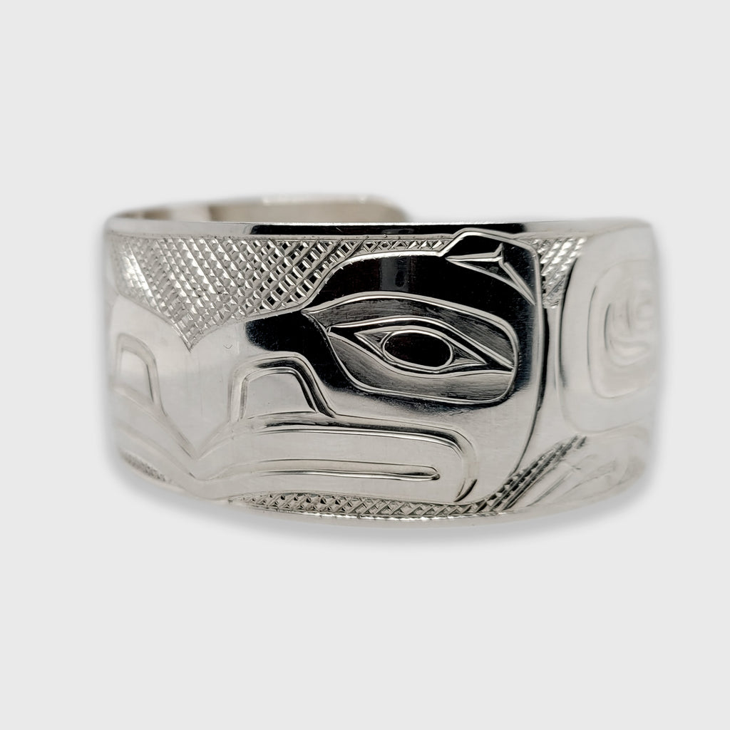 Silver Split Raven Bracelet by Haida artist Derek White
