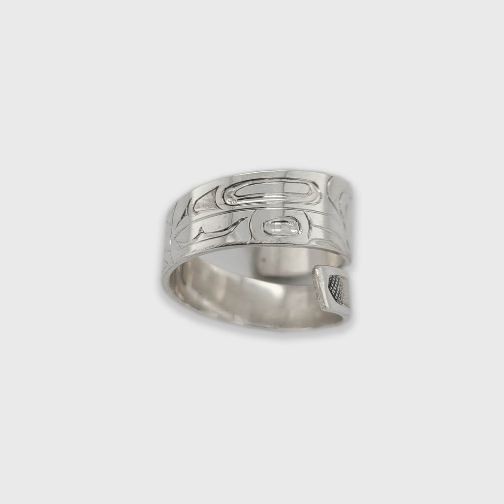 Silver and Gold Beaver Wrap Ring by Haida artist Andrew Williams