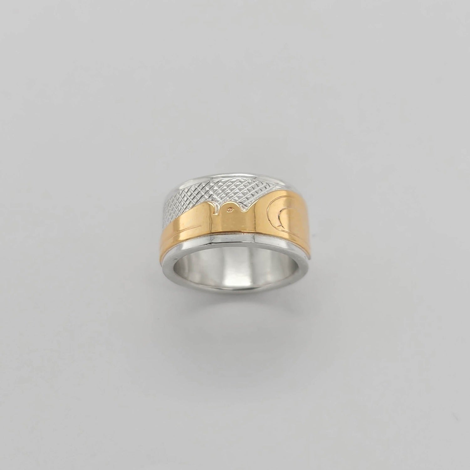Native Silver and Gold Hummingbird Ring by Cree artist Justin Rivard