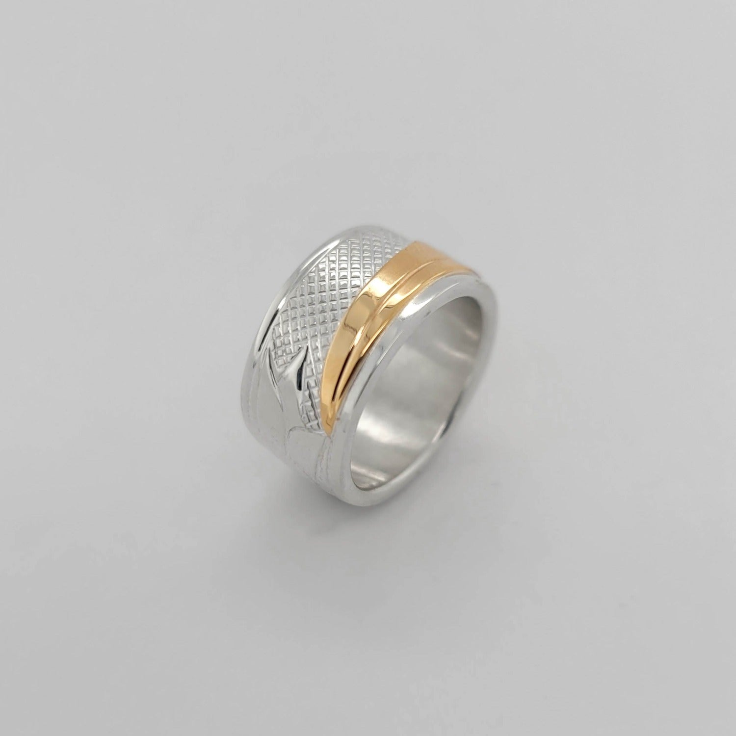 Native Silver and Gold Hummingbird Ring by Cree artist Justin Rivard