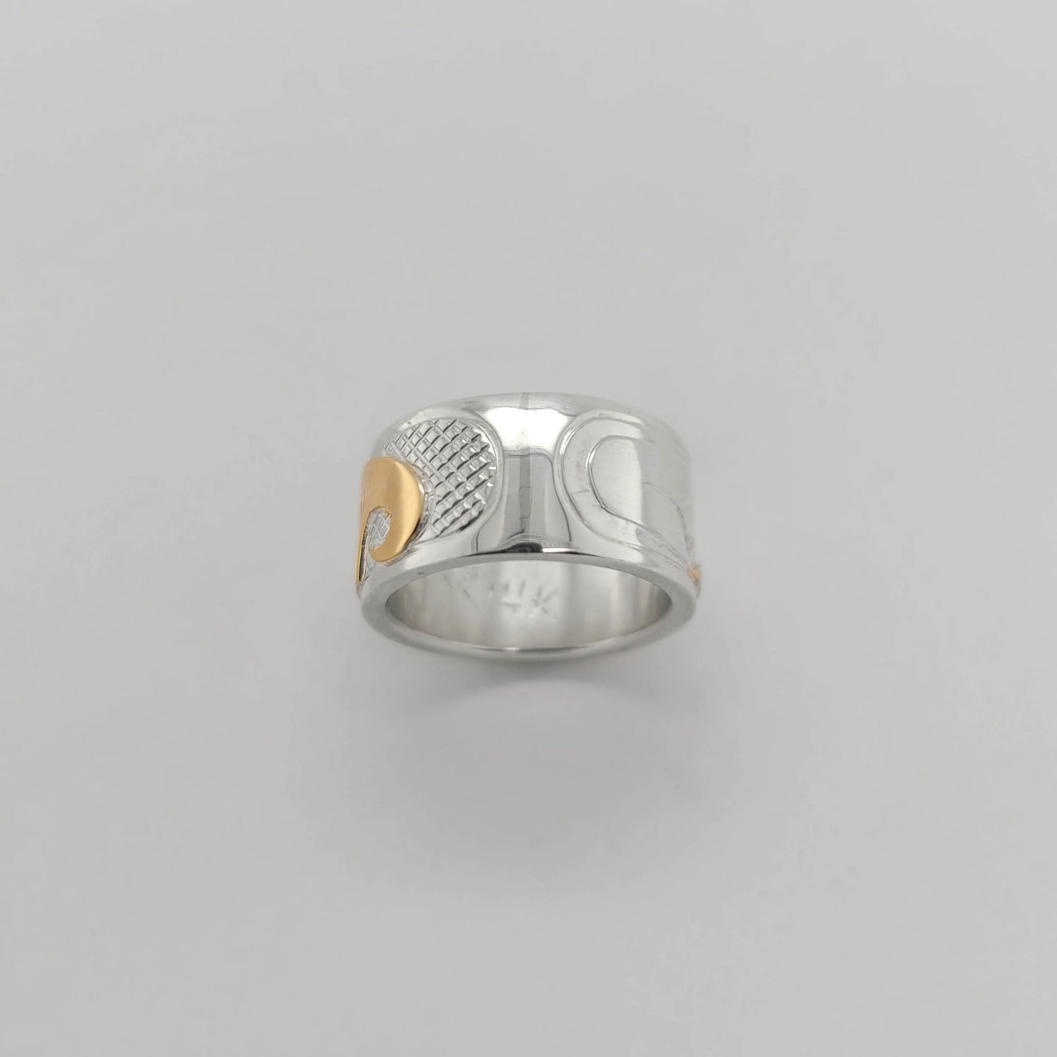 Native Silver and Gold Hummingbird Ring by Cree artist Justin Rivard