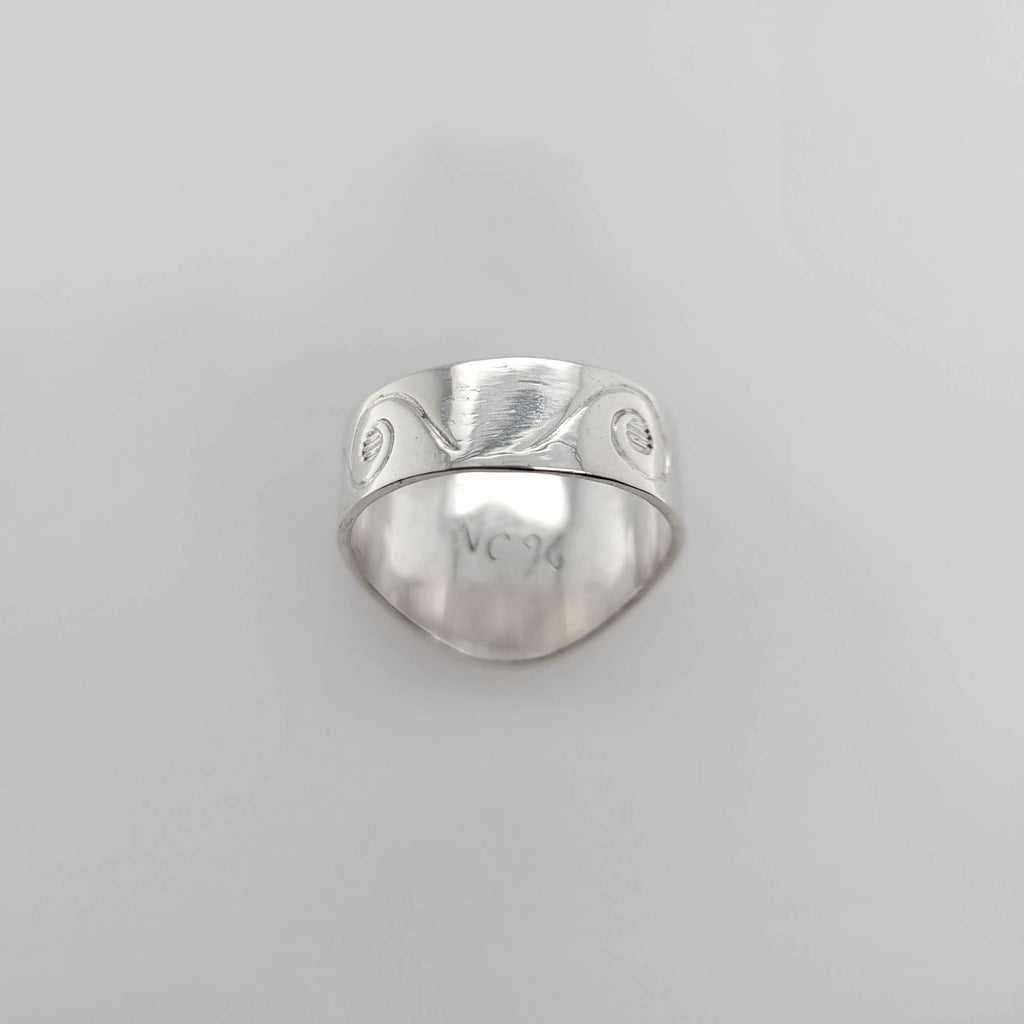Native Silver and Gold Orca Ring by Haida artist Nelson Cross