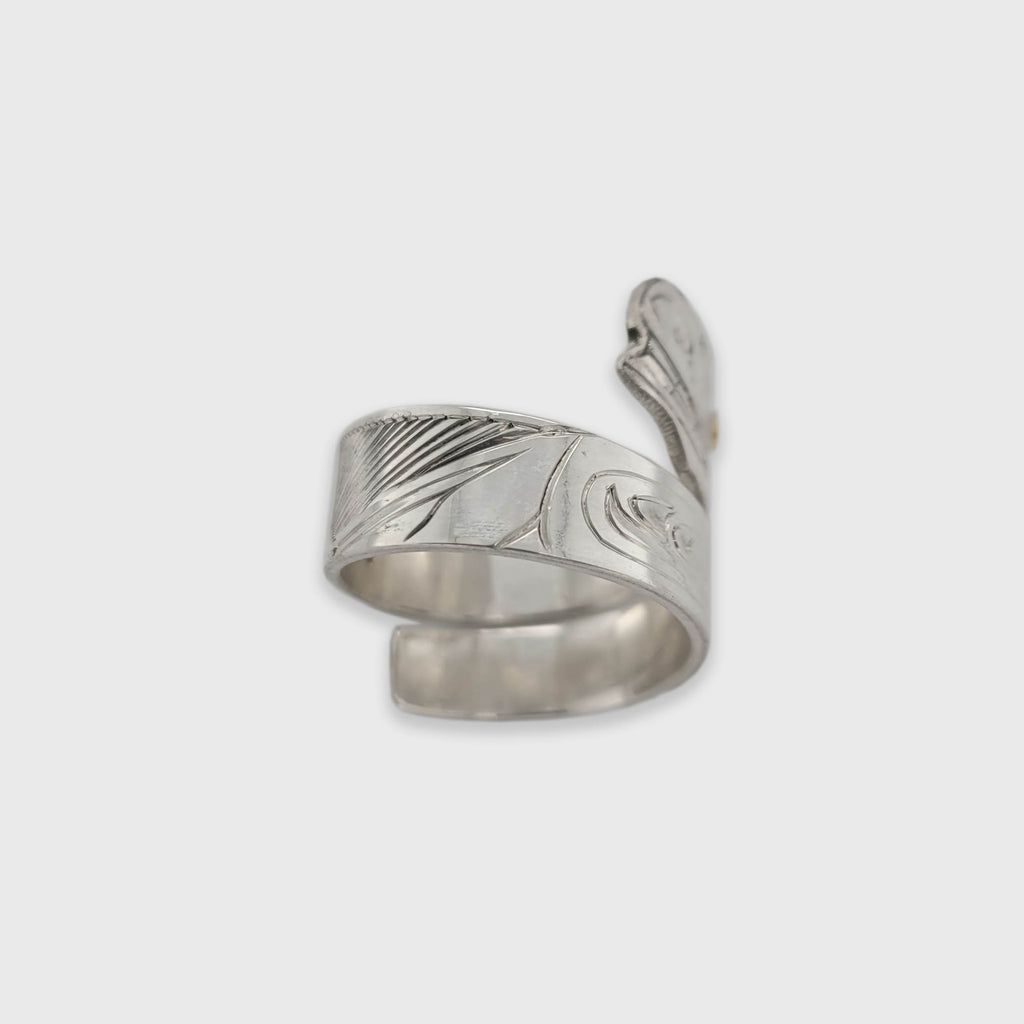 Silver and Gold Orca Wrap Ring by Haida artist Andrew Williams