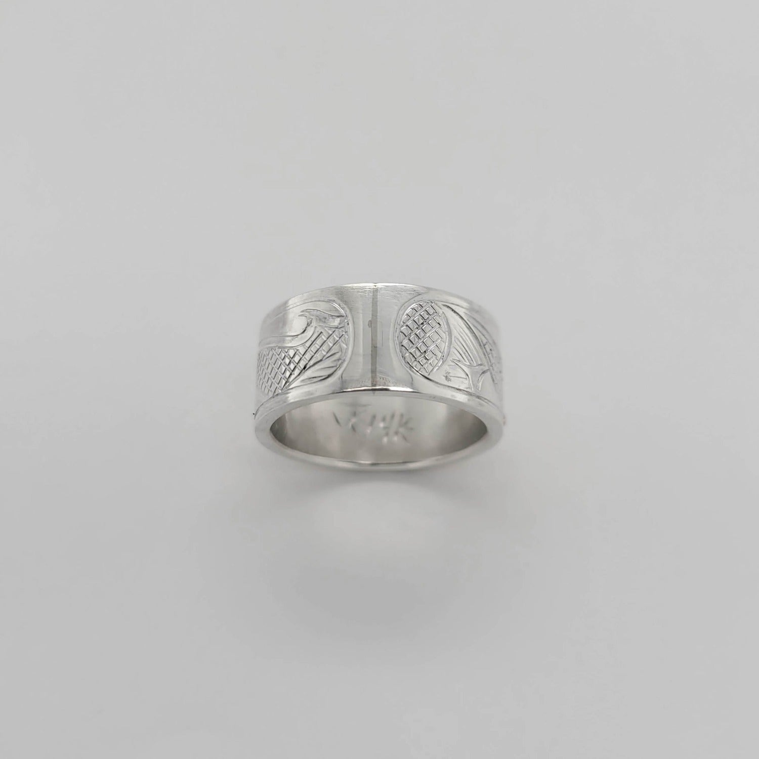 Native Silver and Gold Salmon Ring by Cree artist Justin Rivard