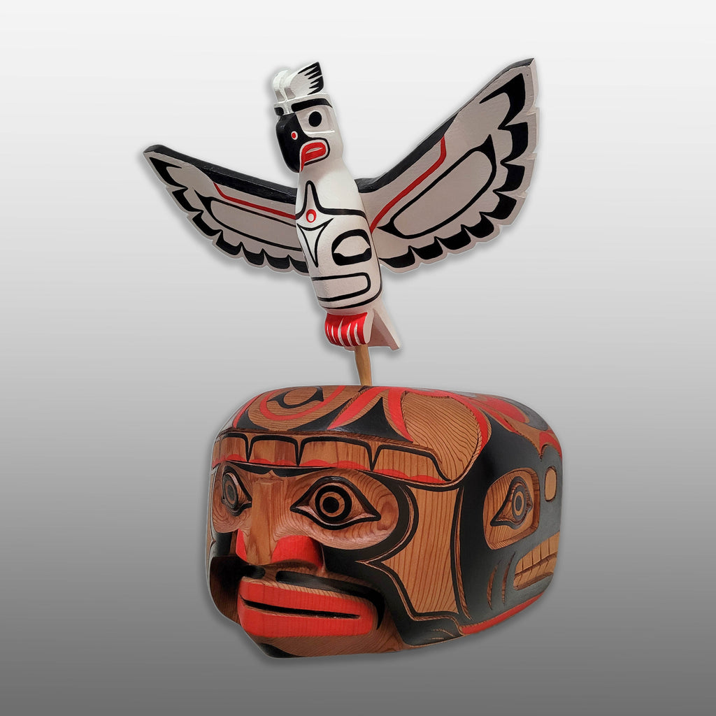 Carved Sea Serpent and Thunderbird Mask by Kwakwaka'wakw artist Shawn Karpes