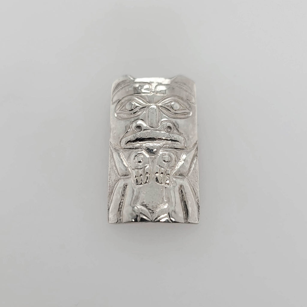 Native Silver Hammered Pendant by Haida artist Derek White
