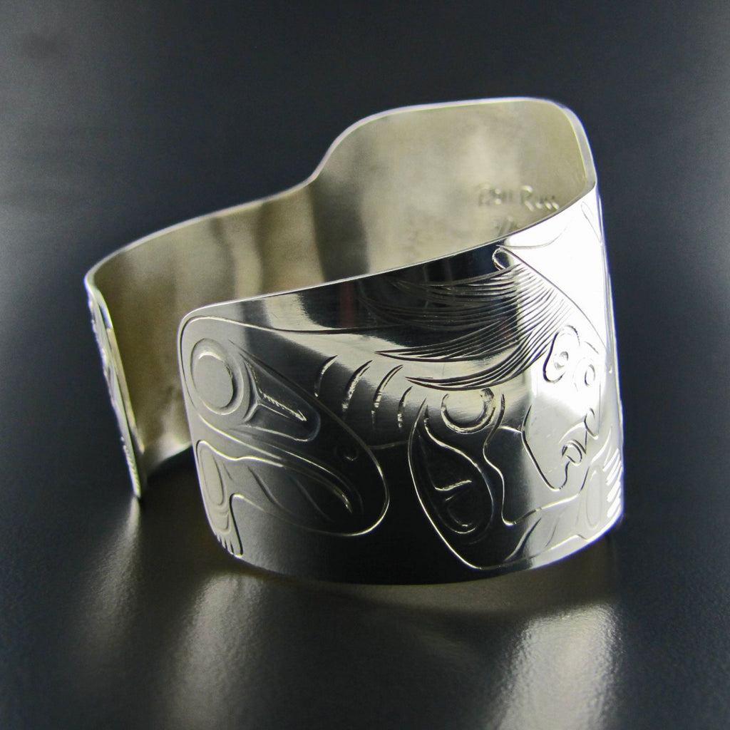 Silver Lazy Son-in-Law Bracelet by Haida artist Ron Russ