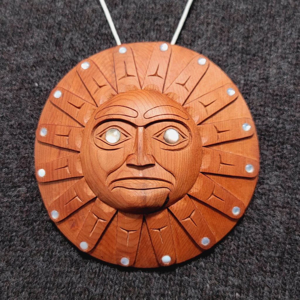 Yew Wood Sun Pendant by Haida Master Carver Ron Russ