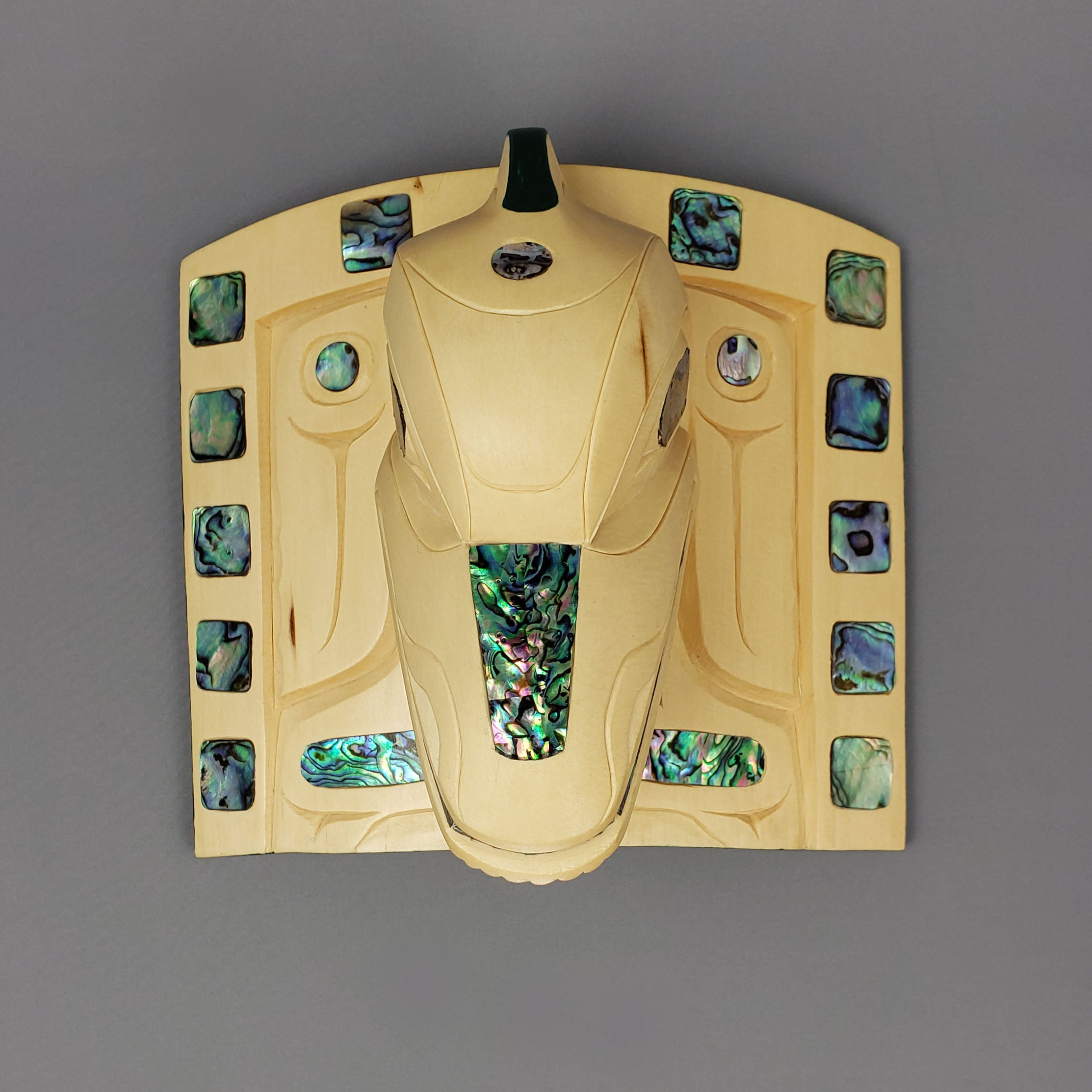 Carved Whale Frontlet Mask by Kwakwaka'wakw carver Greg Henderson