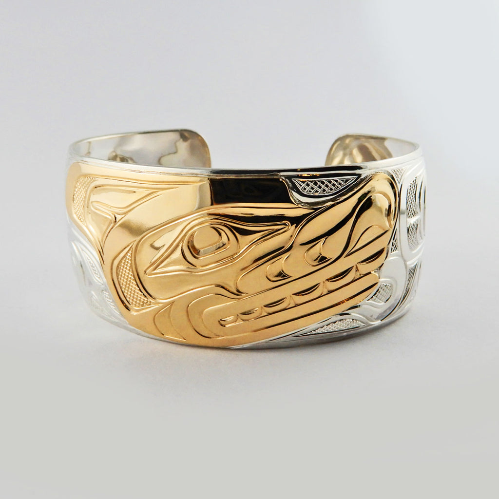 Silver and Gold Wolf Bracelet by Kwakwaka'wakw artist Joe Wilson