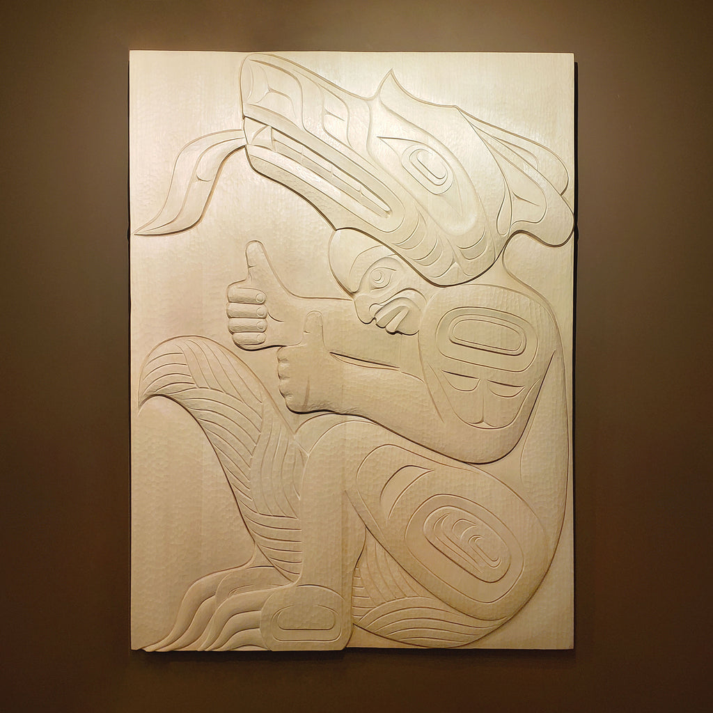 Carved Potlatch Wolf Dancer Panel by Komoks artist Karver Everson