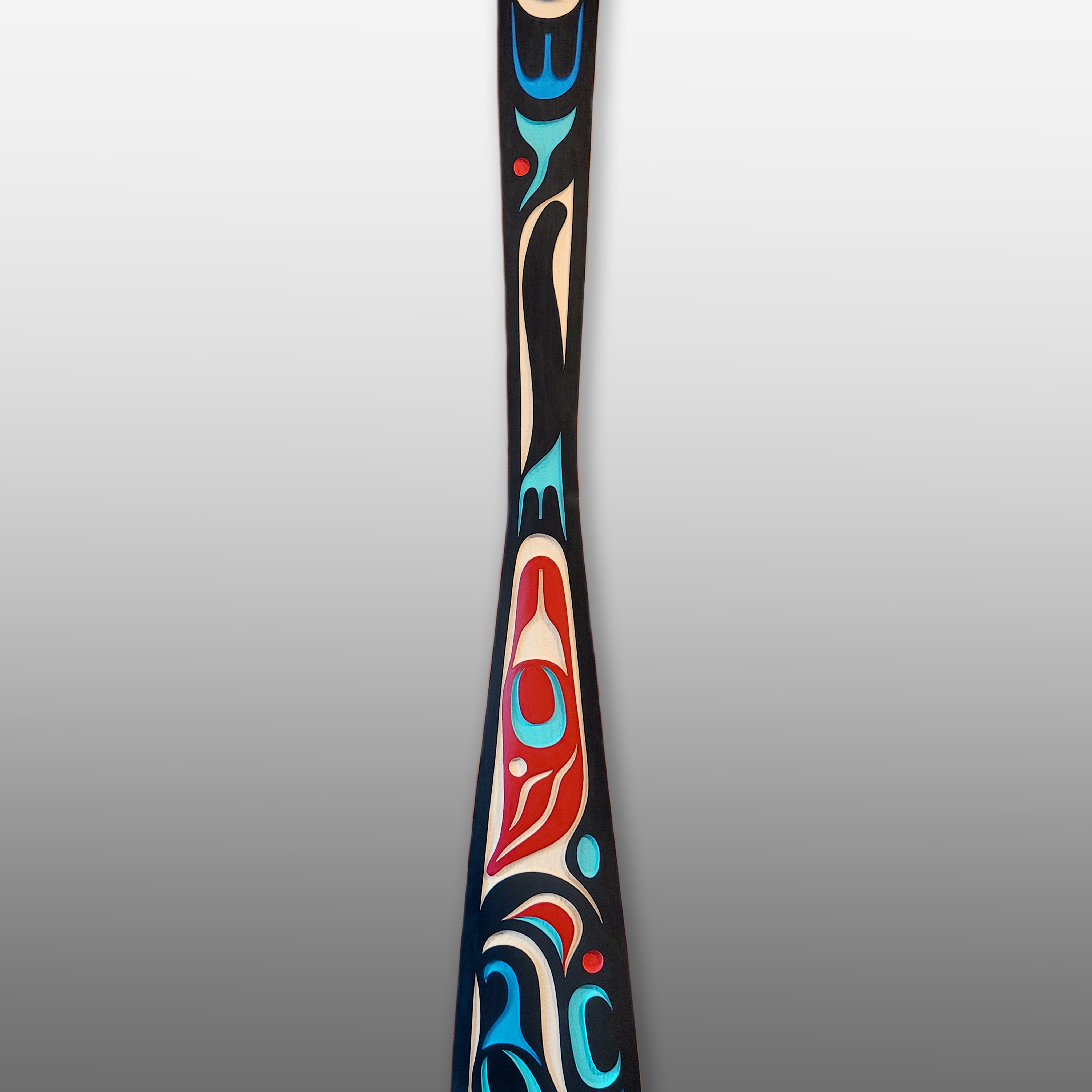 Sandblasted Wolf Paddle by Kwakiutl artist Trevor Hunt
