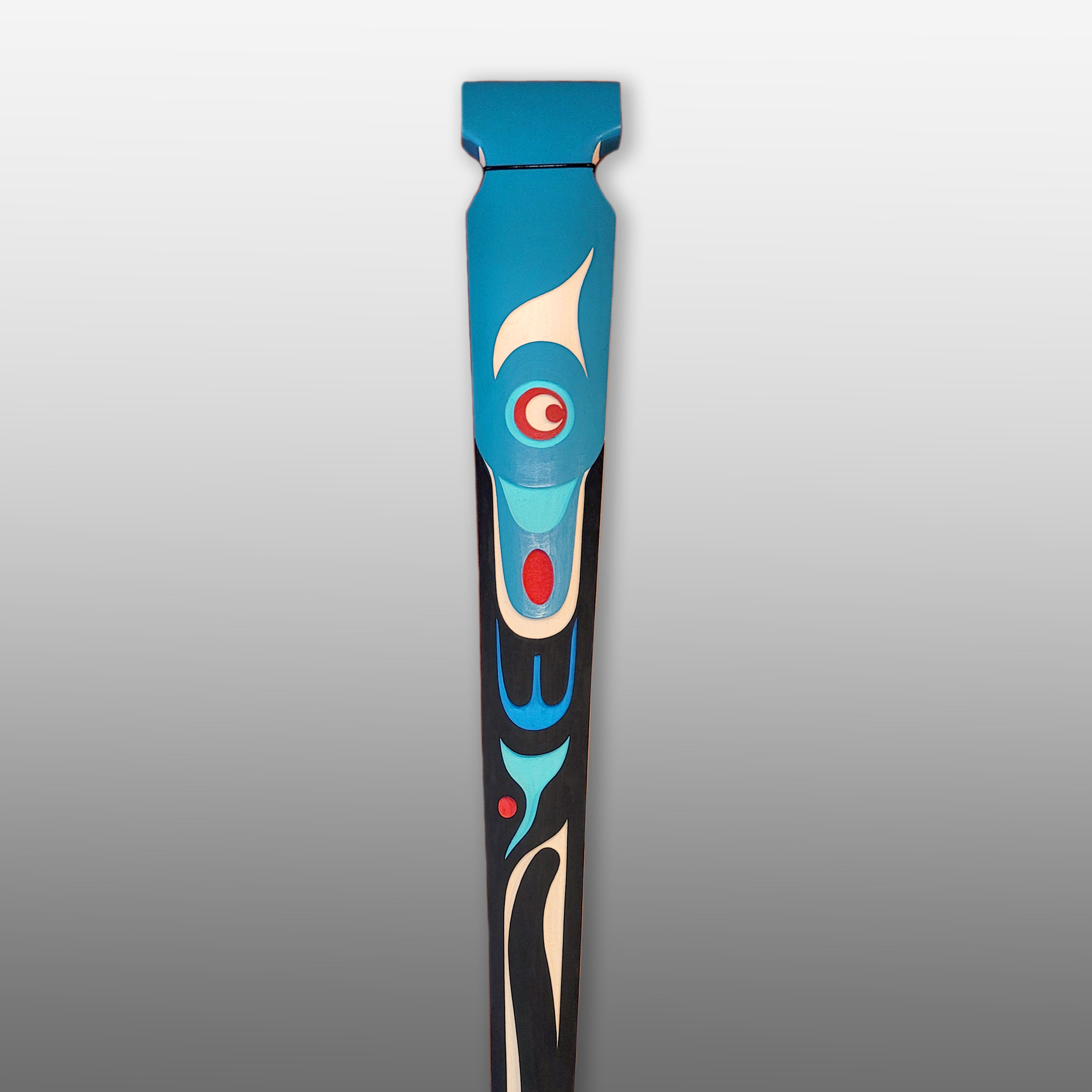 Sandblasted Wolf Paddle by Kwakiutl artist Trevor Hunt