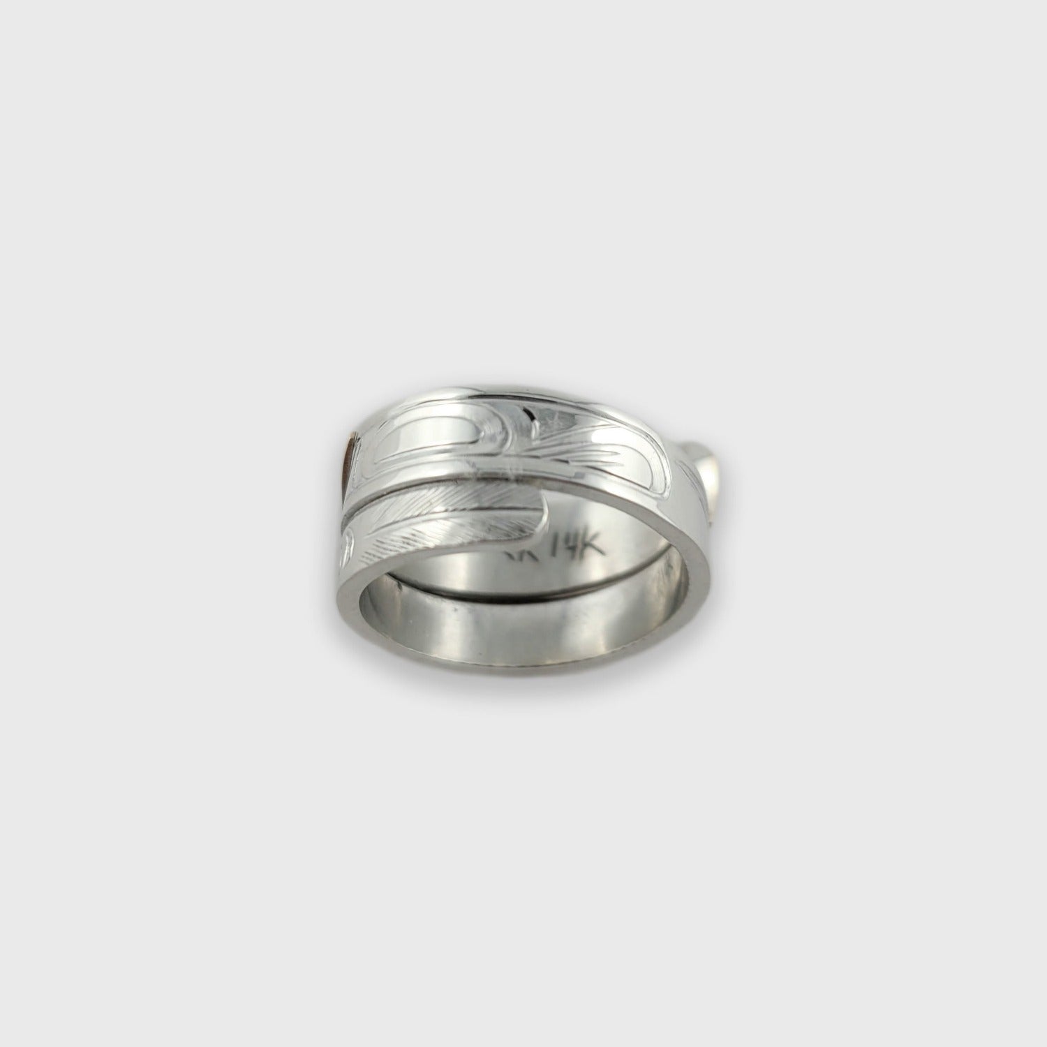 Silver and Gold Wolf Wrap Ring by Cree artist Justin Rivard