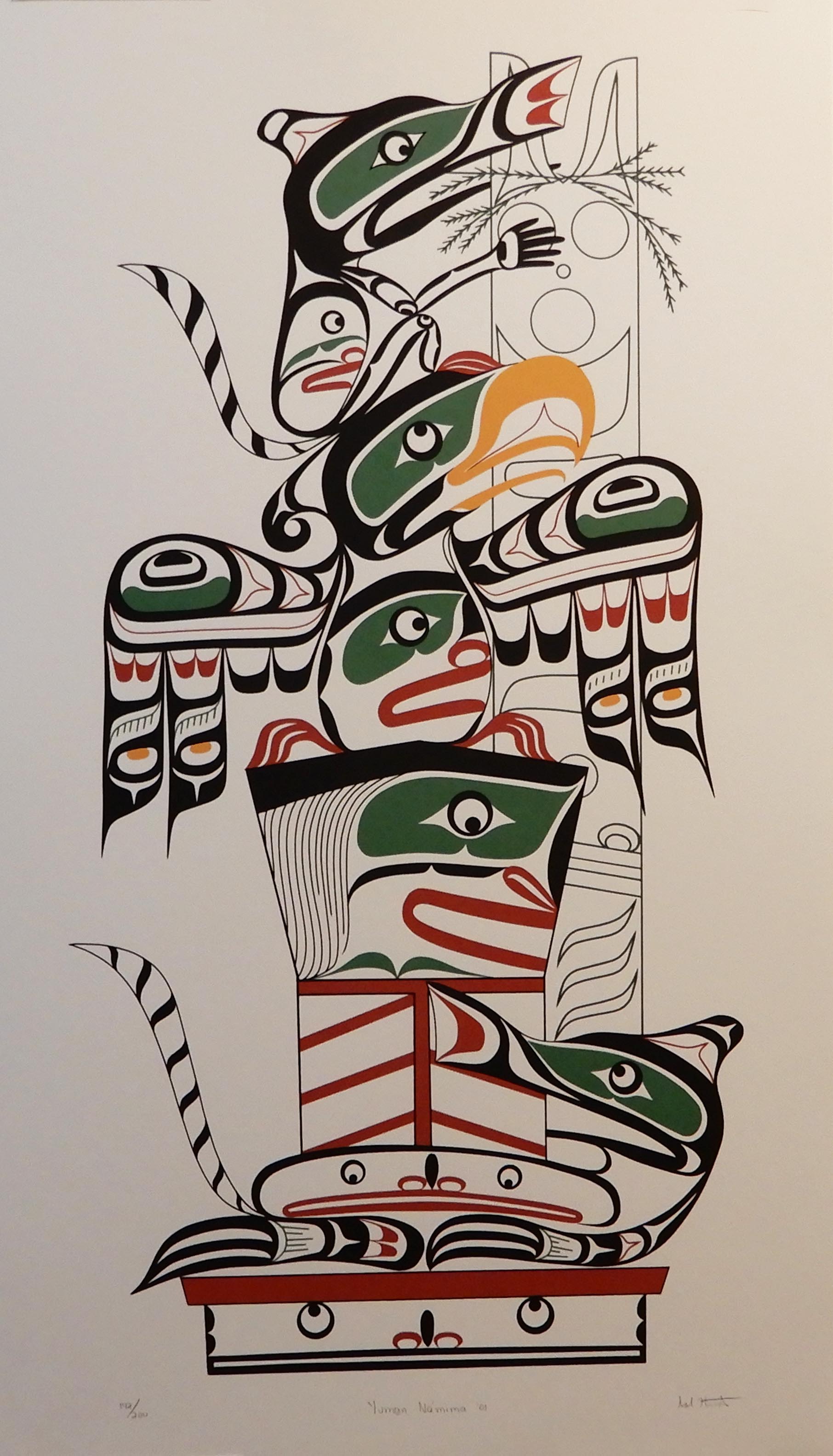 Totem Pole Limited Edition Print by Kwakwaka'wakw Master Carver Calvin Hunt