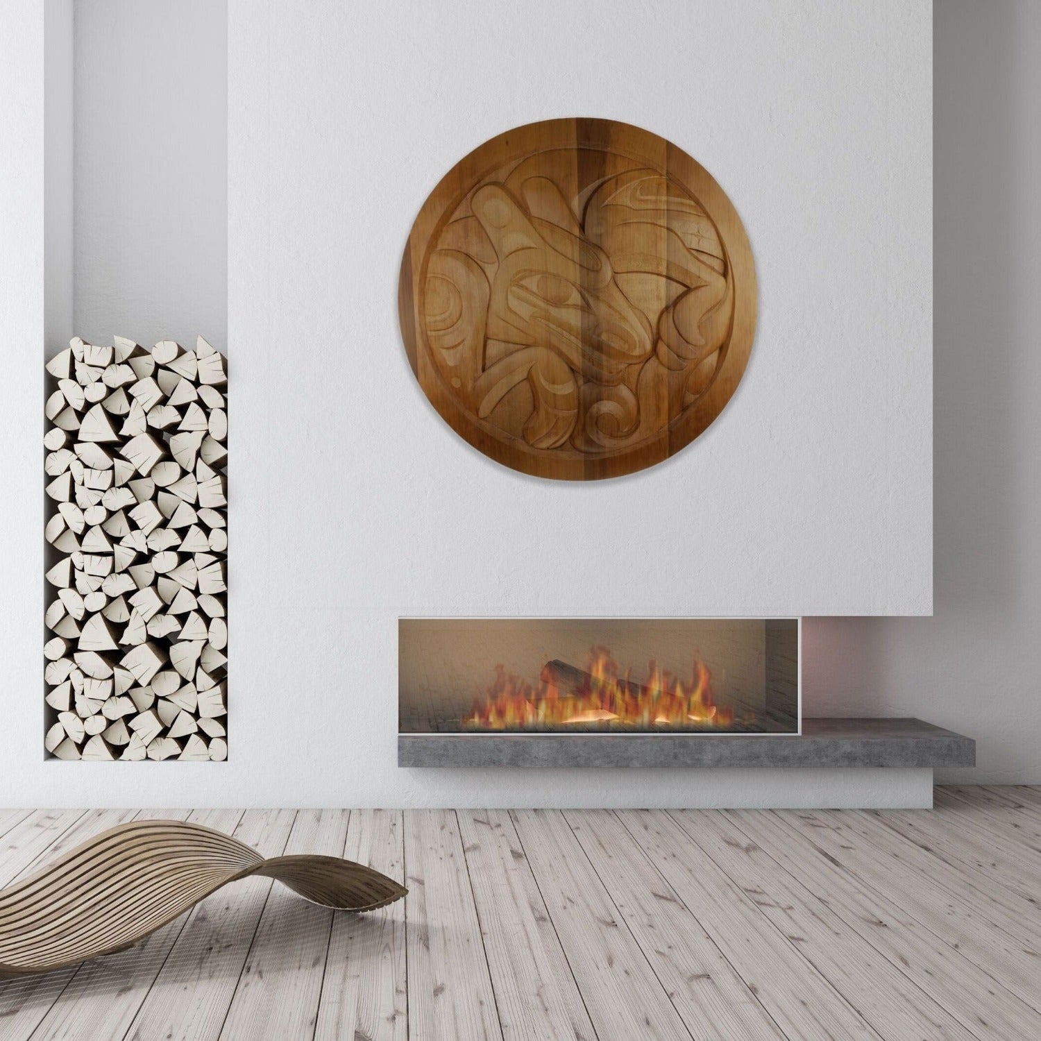 Large Cedar Wolf Panel by Tahltan artist Alano Edzerza