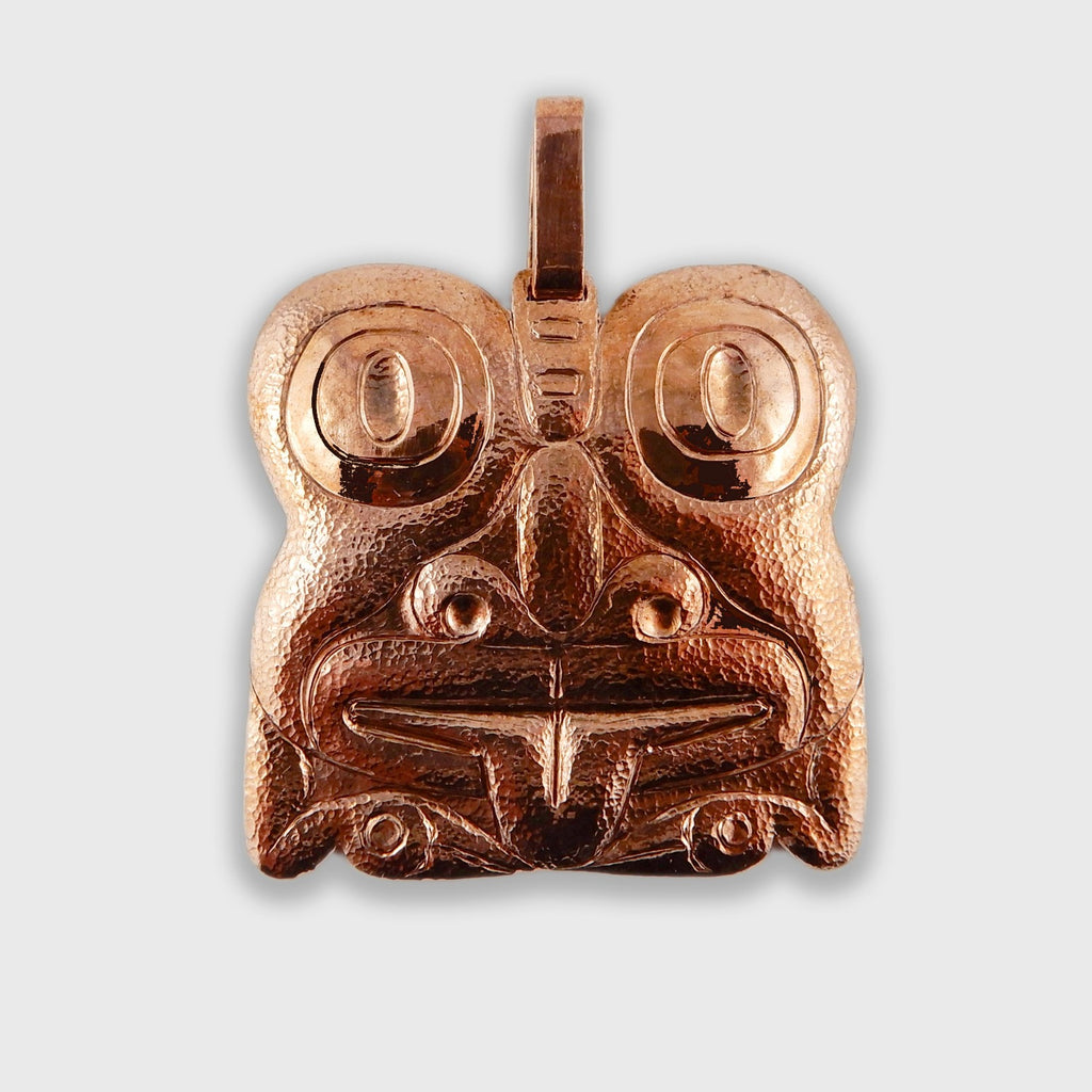 Copper Carved and Hammered Frog Pendant by Haida artist Derek White
