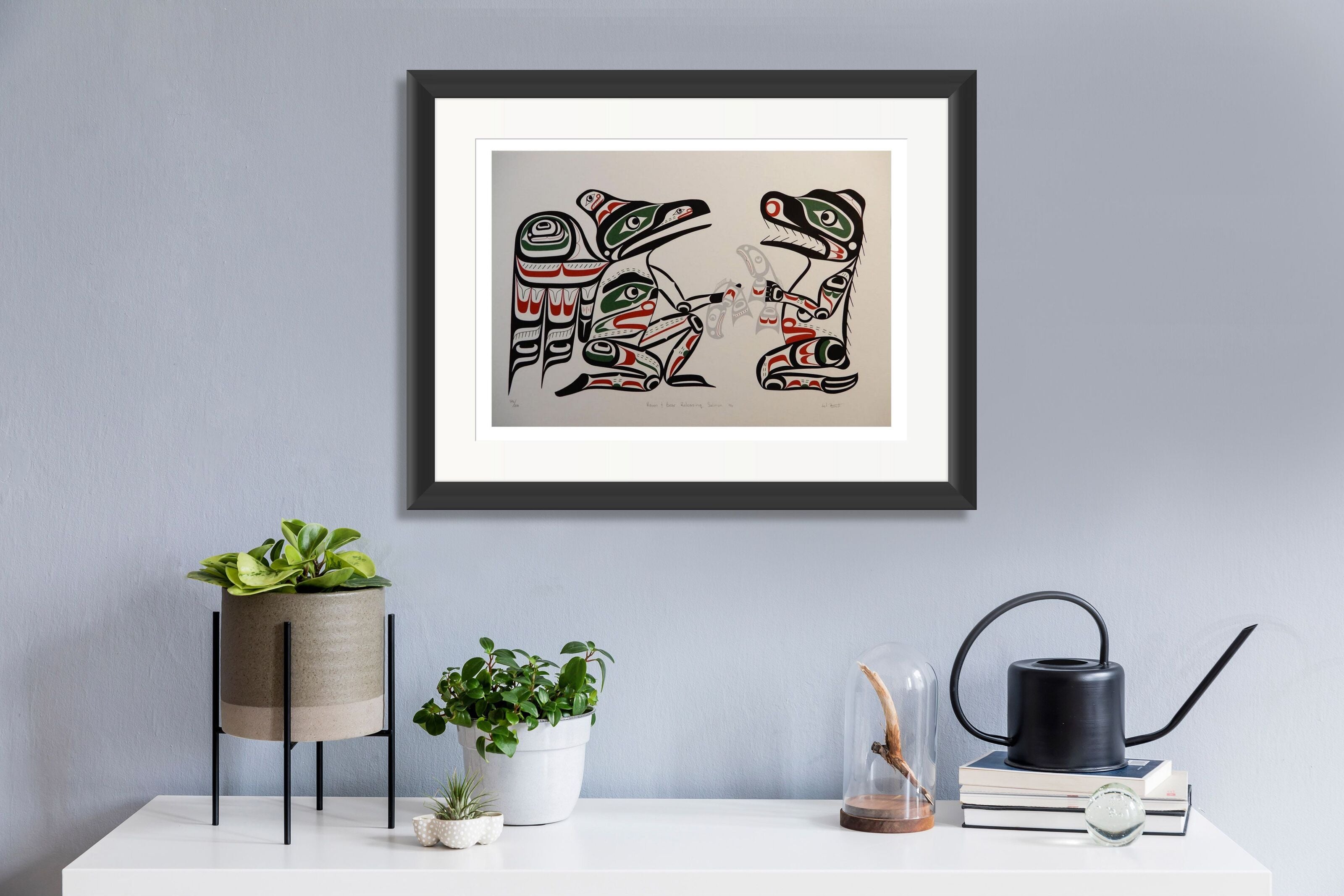 Raven, Bear and Salmon Limited Edition Print by Kwakwaka'wakw Master Carver Calvin Hunt