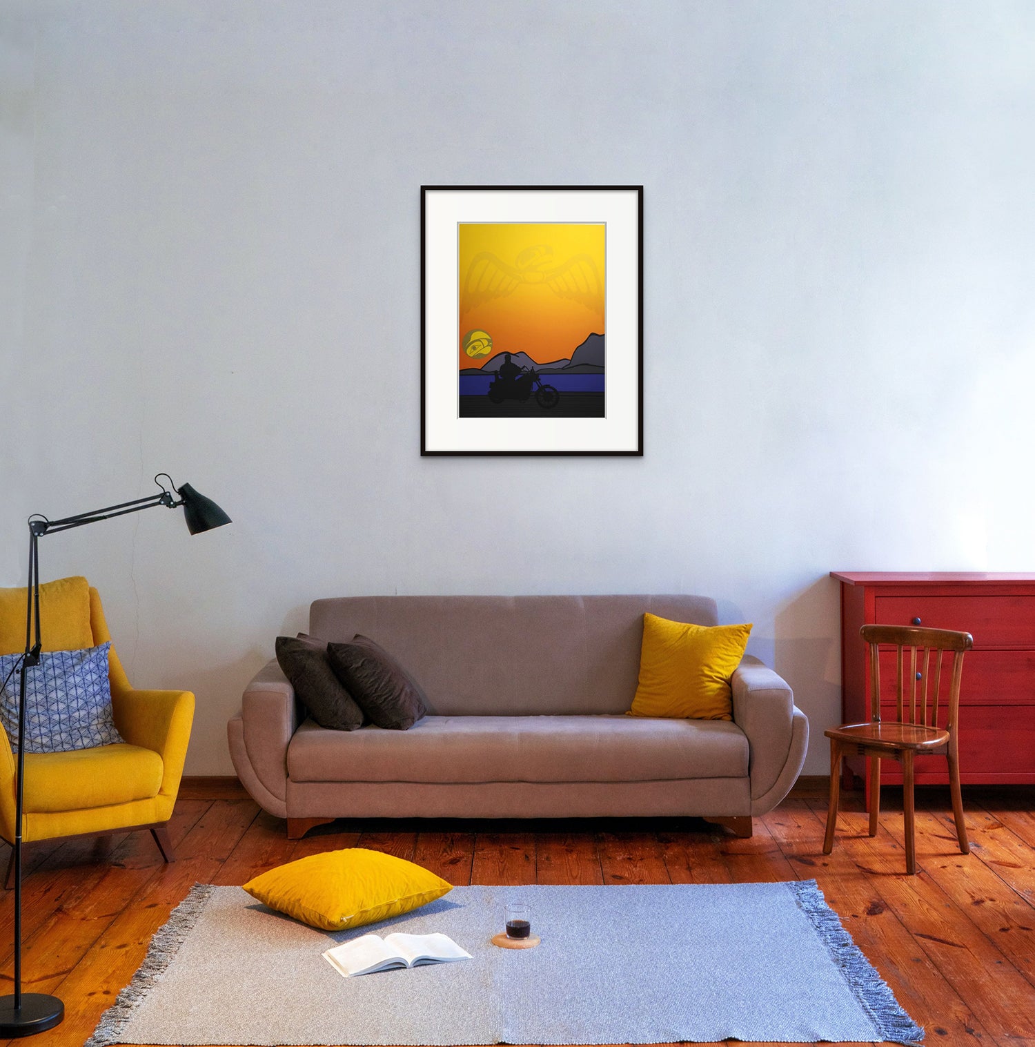 Limited Edition Print of Eagle and Motorcycle by Tsimshian artist Roy Vickers