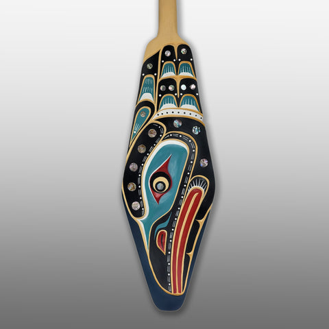 Indigenous cedar Loon Paddle hand-carved by Kwakwaka'wakw artist Bill Henderson