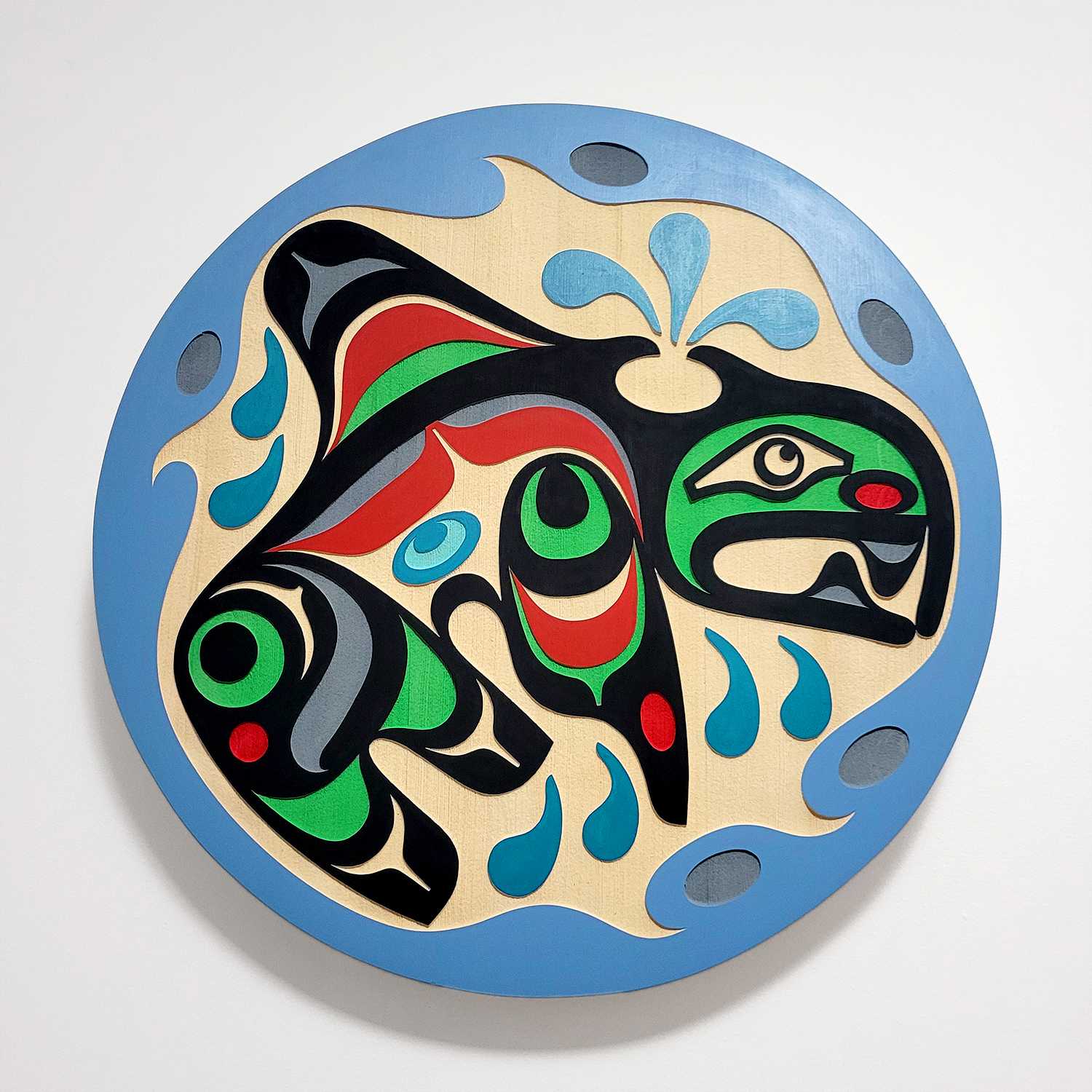 Sandblasted Cedar Orca Panel by Kwakwaka'wakw artist Trevor Hunt