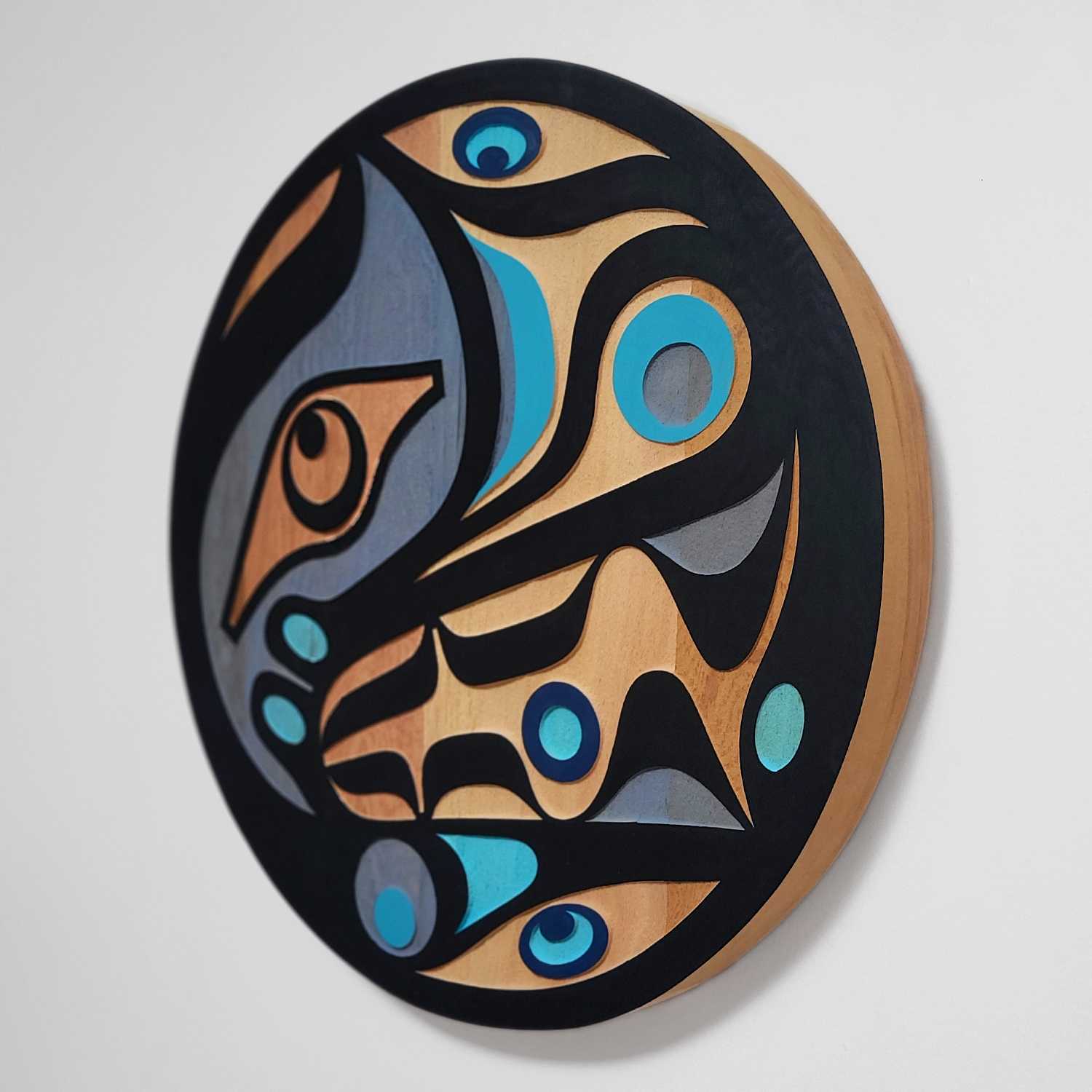 Sandblasted Cedar Wolf Panel by Kwakwaka'wakw artist Trevor Hunt