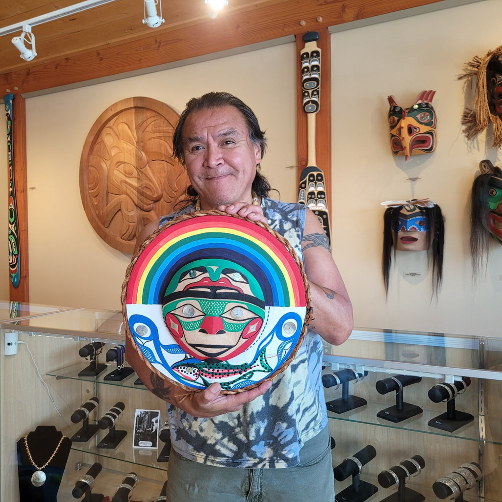 Rainbow Trout Moon Mask by Nuu-chah-nulth artist Patrick Amos