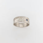 White Gold Hummingbird Ring with Sapphire by Cree artist Justin Rivard