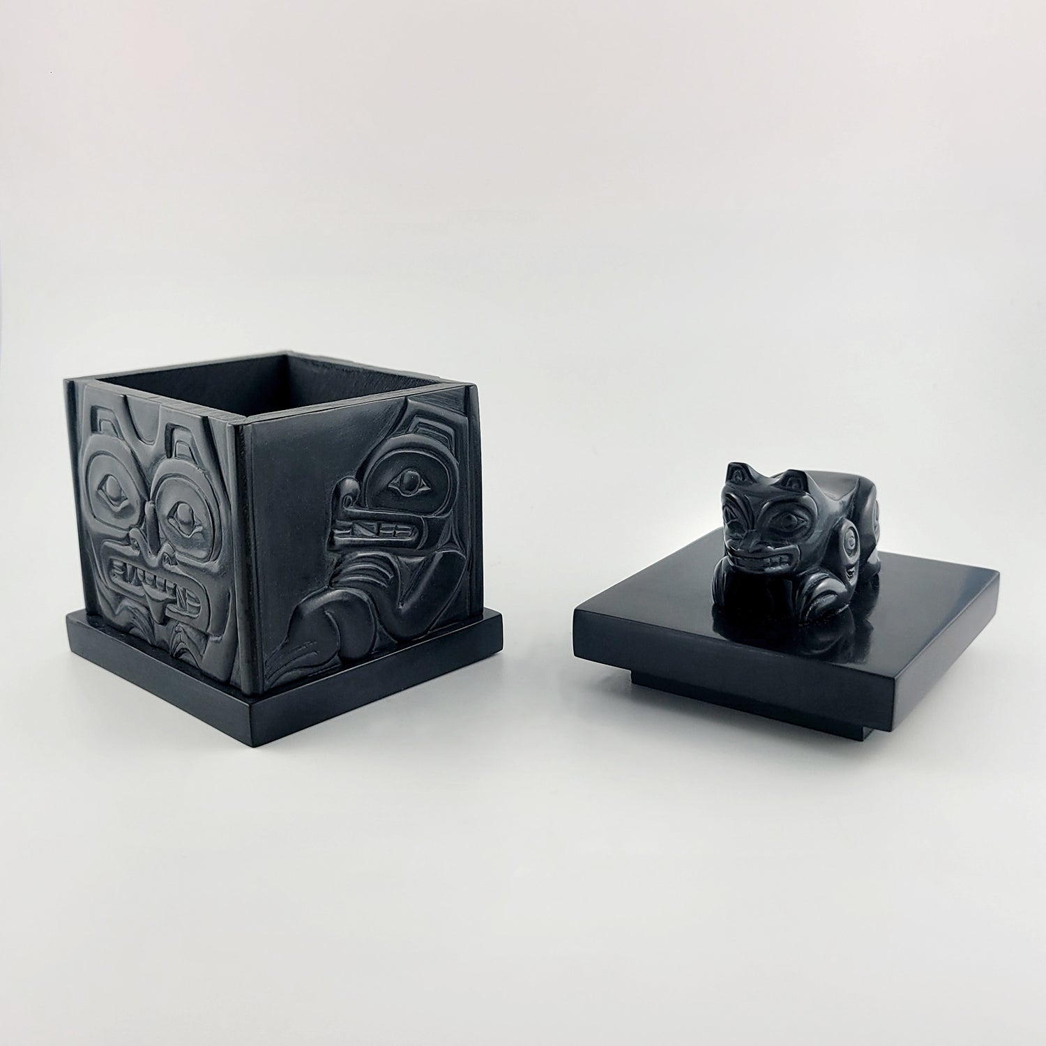 Argillite Bear Box by Haida artist Gryn White