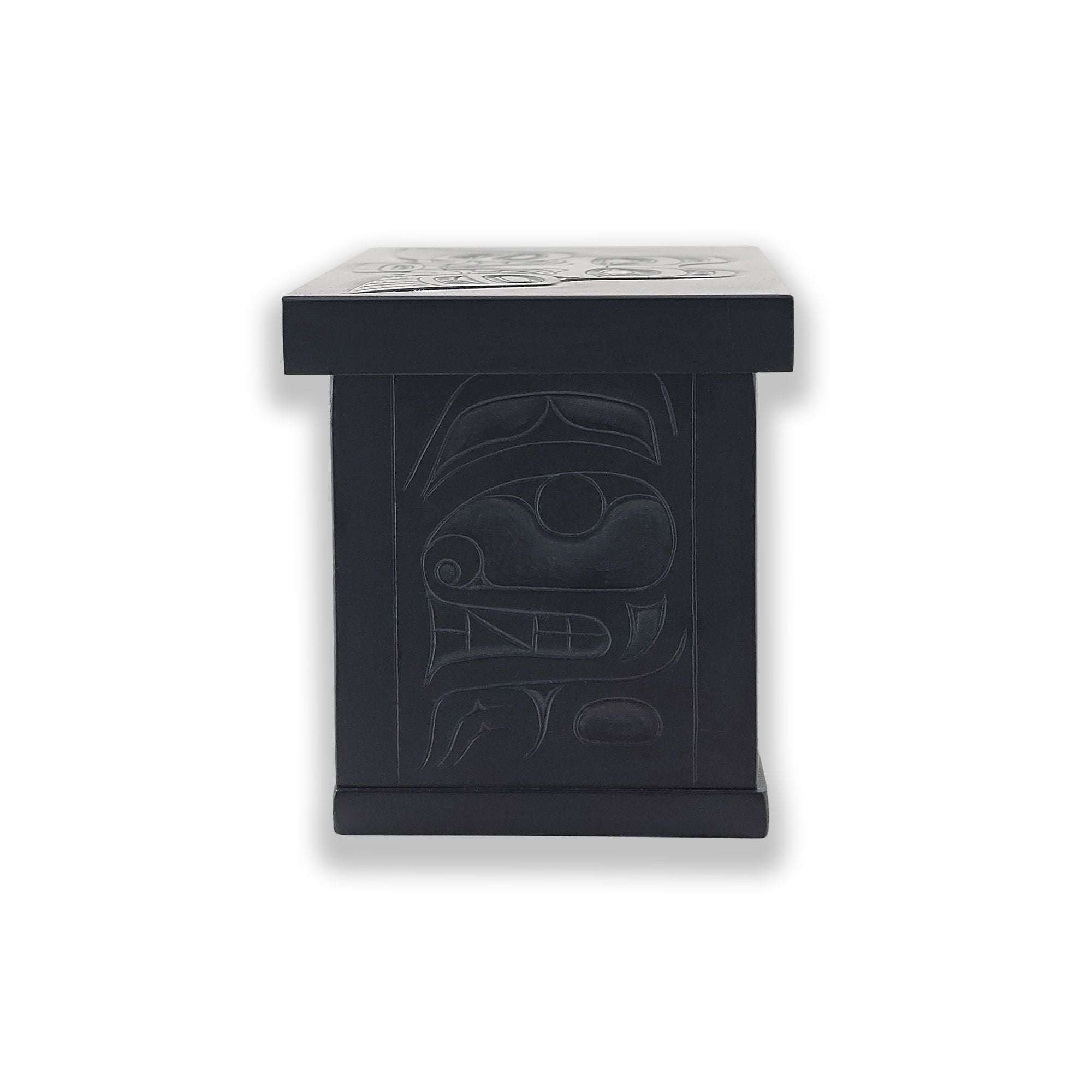 Argillite Raven and Bear Box by Haida artist Gryn White