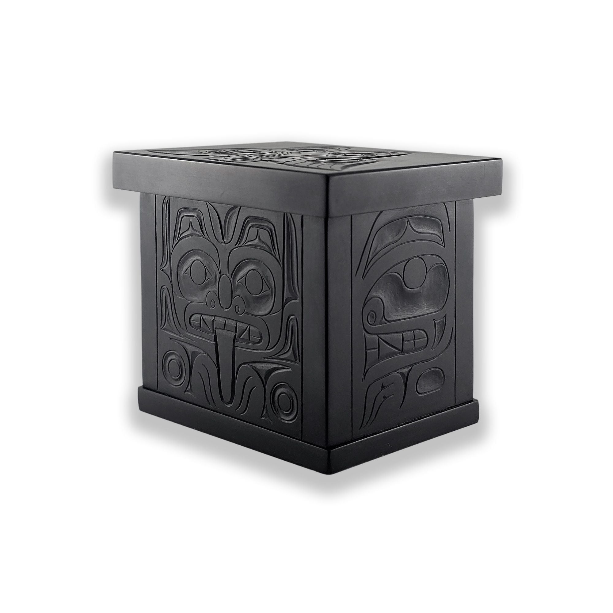 Argillite Raven and Bear Box by Haida artist Gryn White