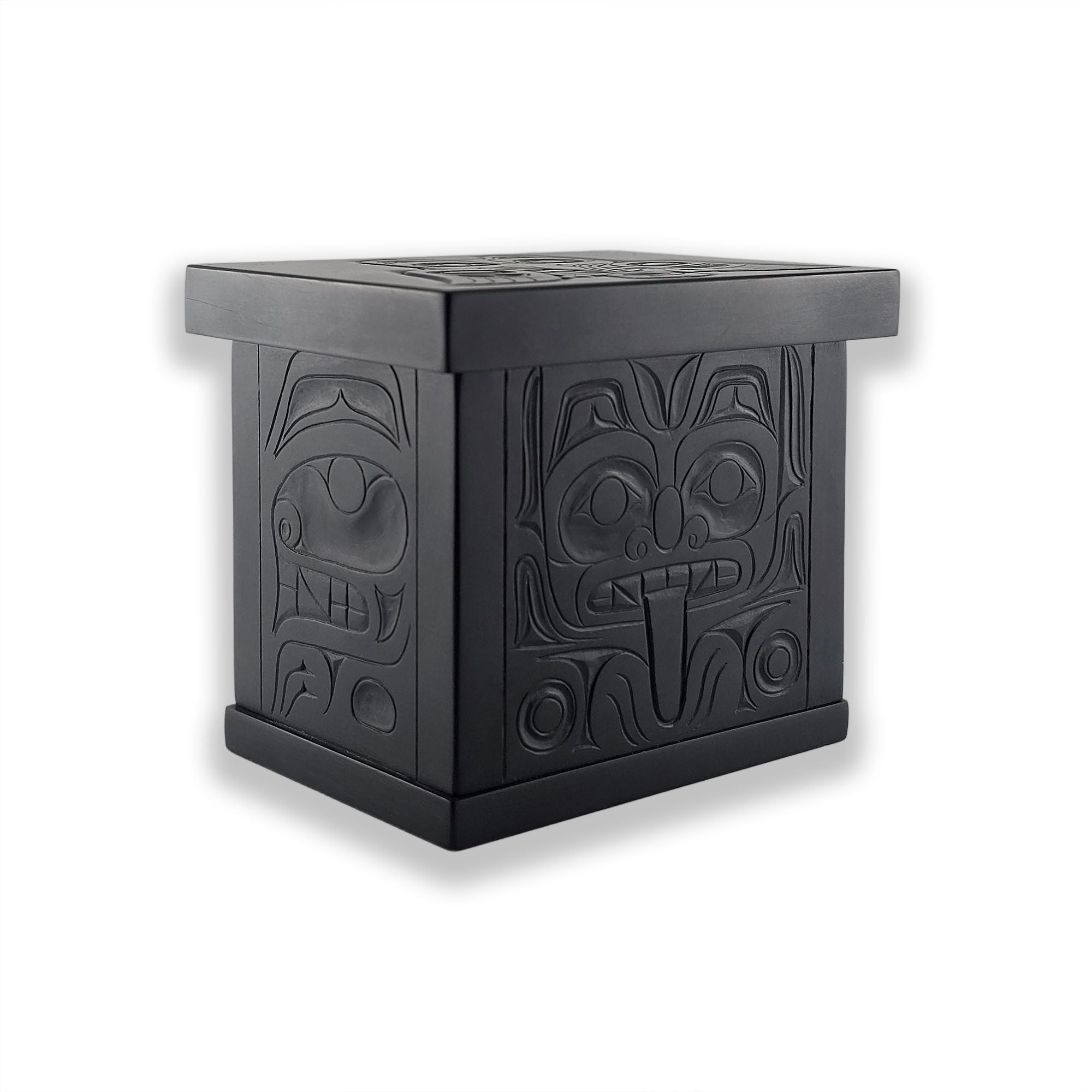 Argillite Raven and Bear Box by Haida artist Gryn White