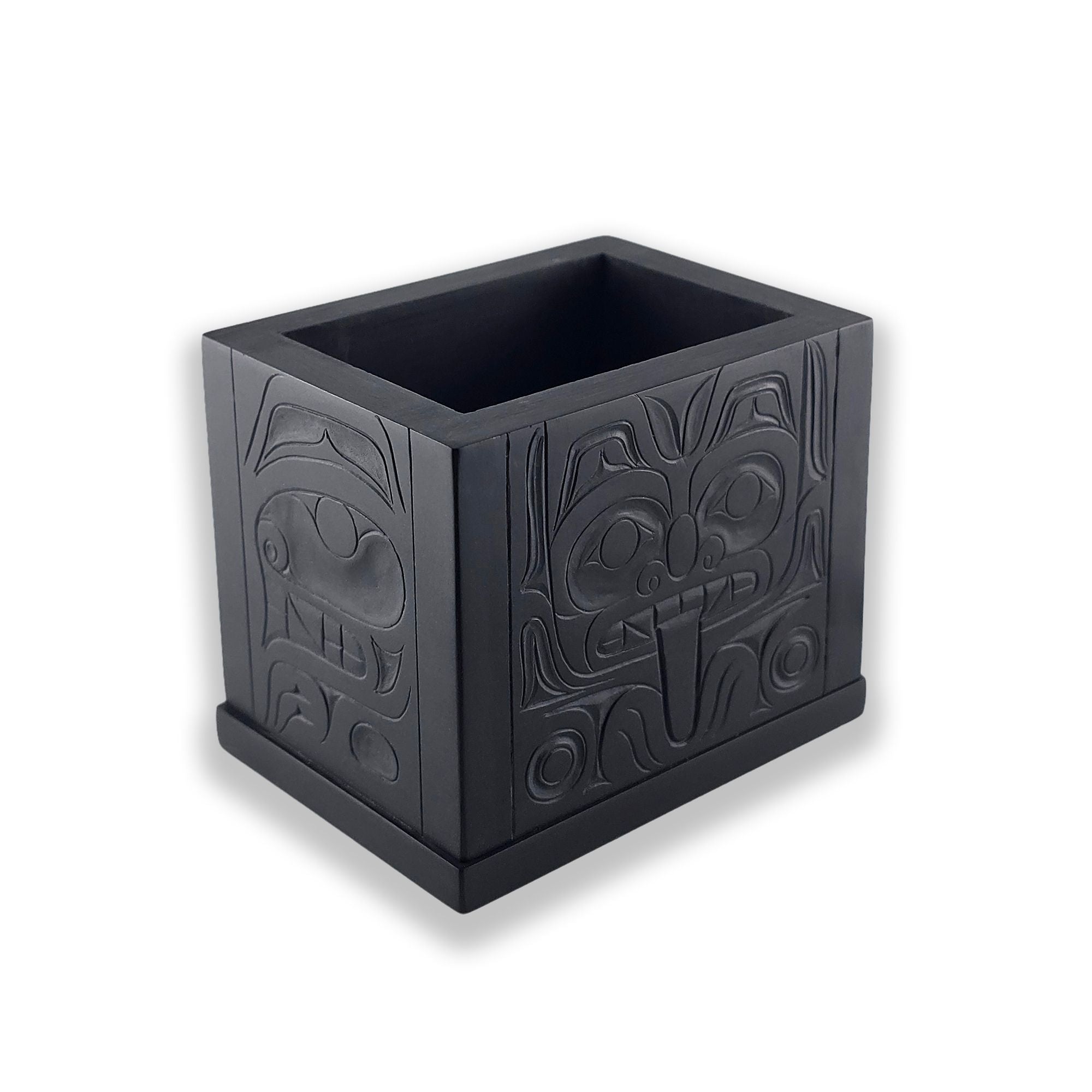 Argillite Raven and Bear Box by Haida artist Gryn White