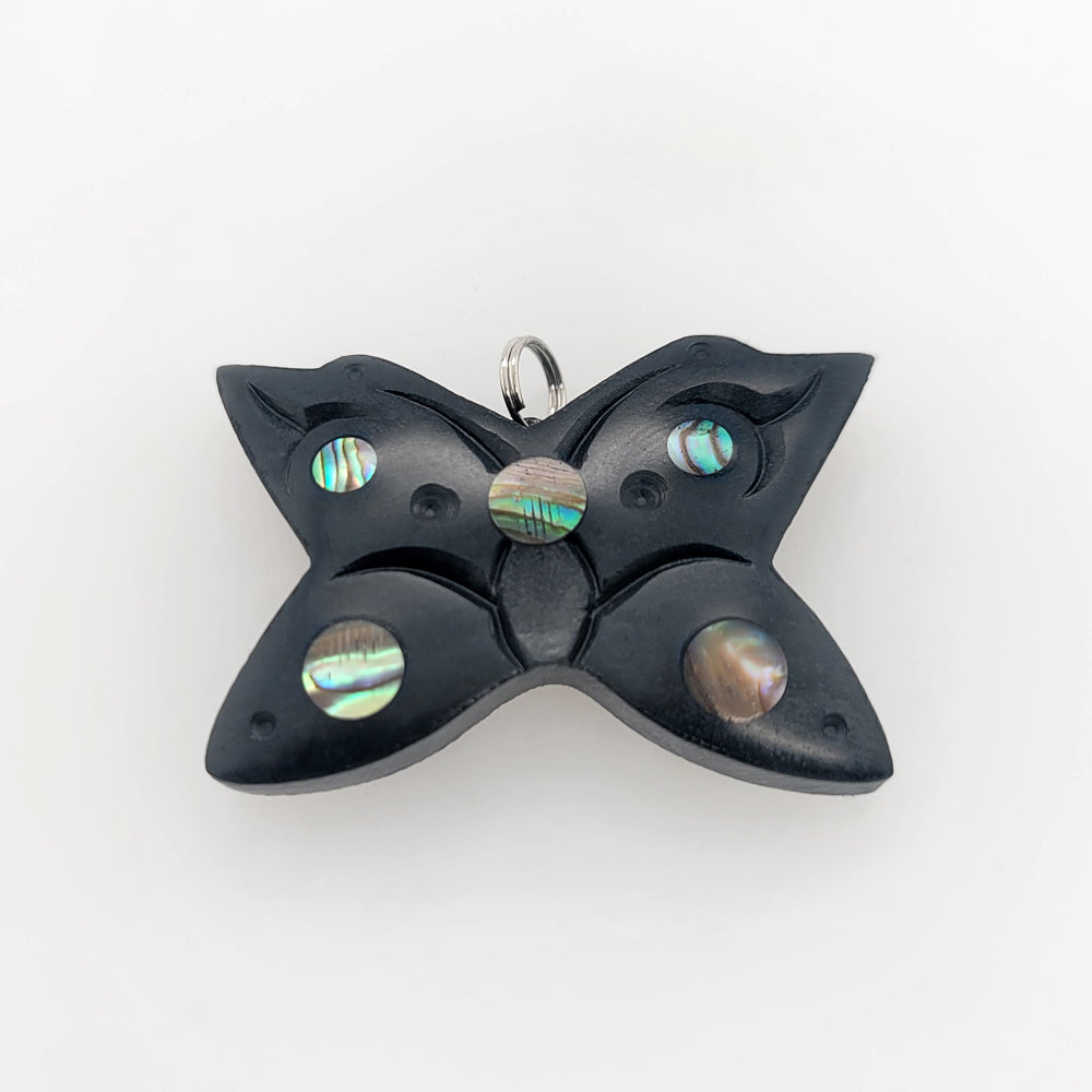 Argillite and Abalone Butterfly Pendant by Haida artist Amy Edgars