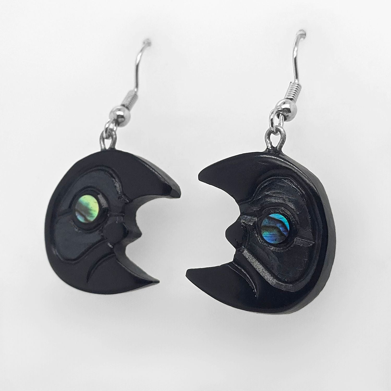 Argillite Crescent Moon Earrings by Haida Artist Amy Edgars