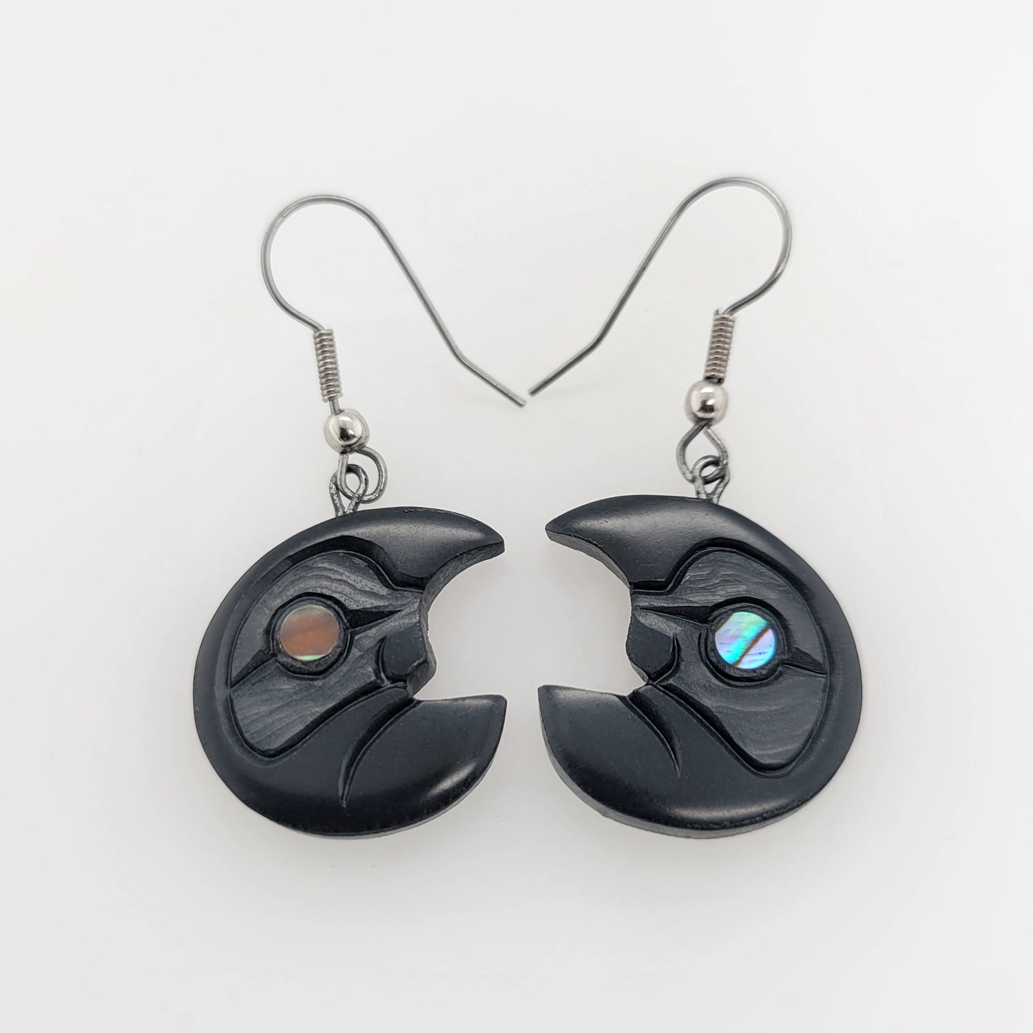 Argillite 2024 Moon Earrings by Haida Artist Gryn White