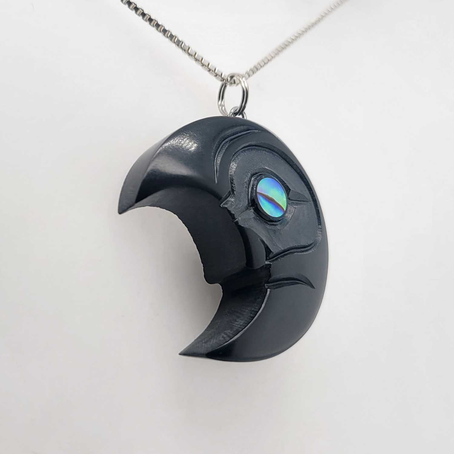 Argillite Moon Pendant by Haida artist Amy Edgars