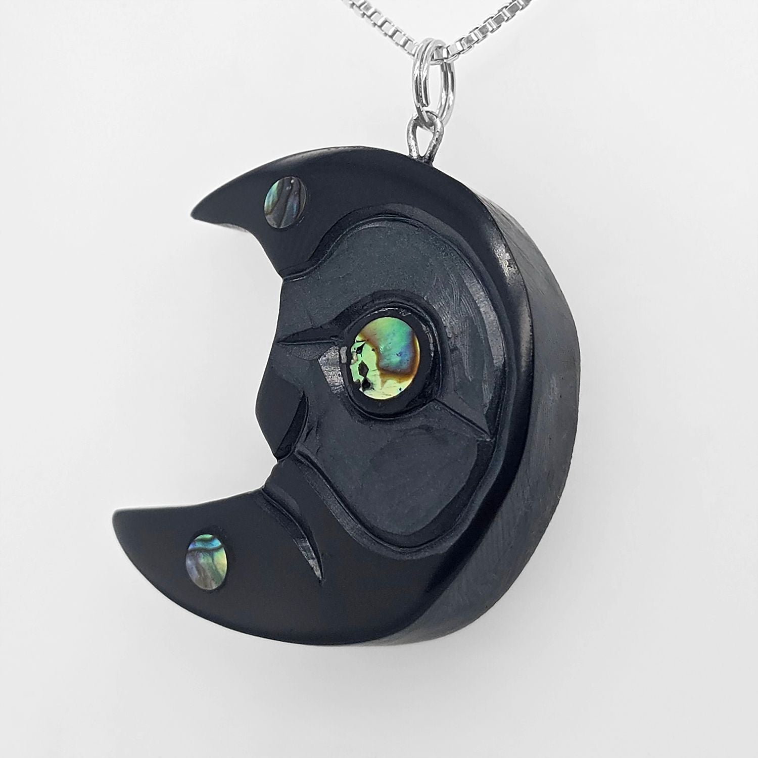 Argillite Crescent Moon Pendant by Haida Artist Amy Edgars