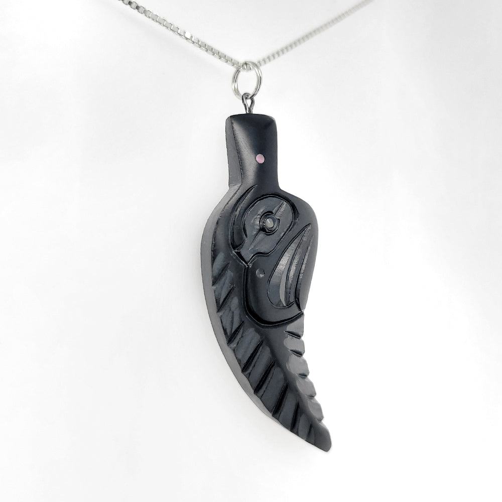 Argillite Eagle Feather Pendant by Haida artist Amy Edgars