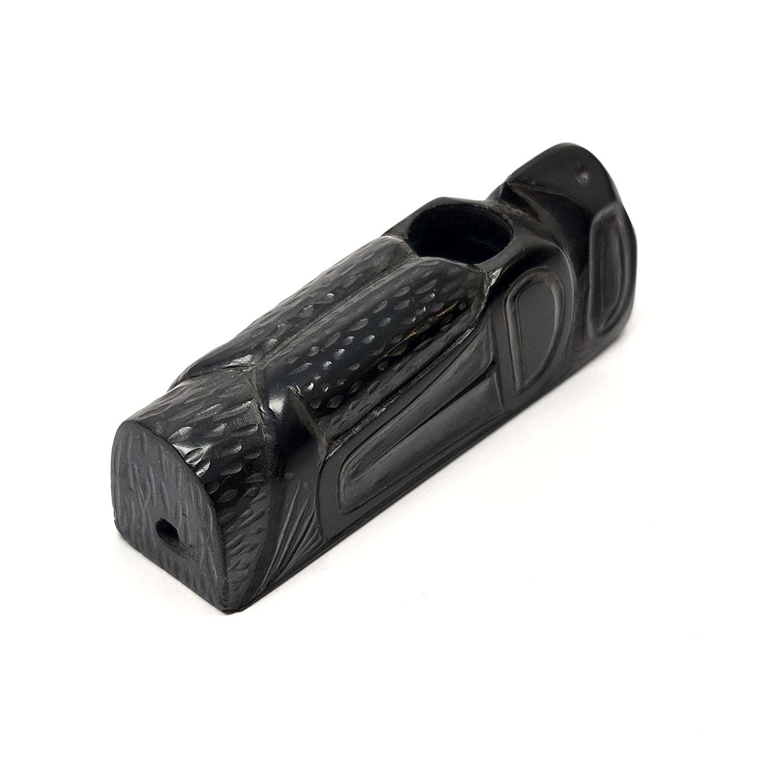 Argillite Pipe by Haida artist Fred Yeltatzie