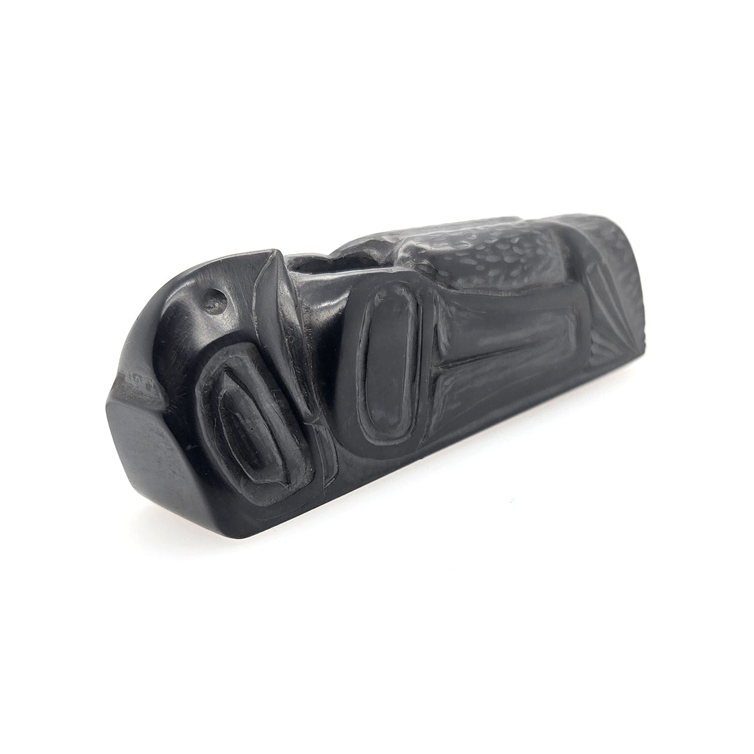 Argillite Pipe by Haida artist Fred Yeltatzie