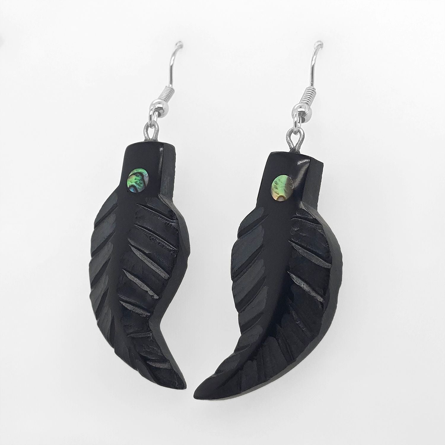 Argillite Feather Earrings by Haida Artist Amy Edgars